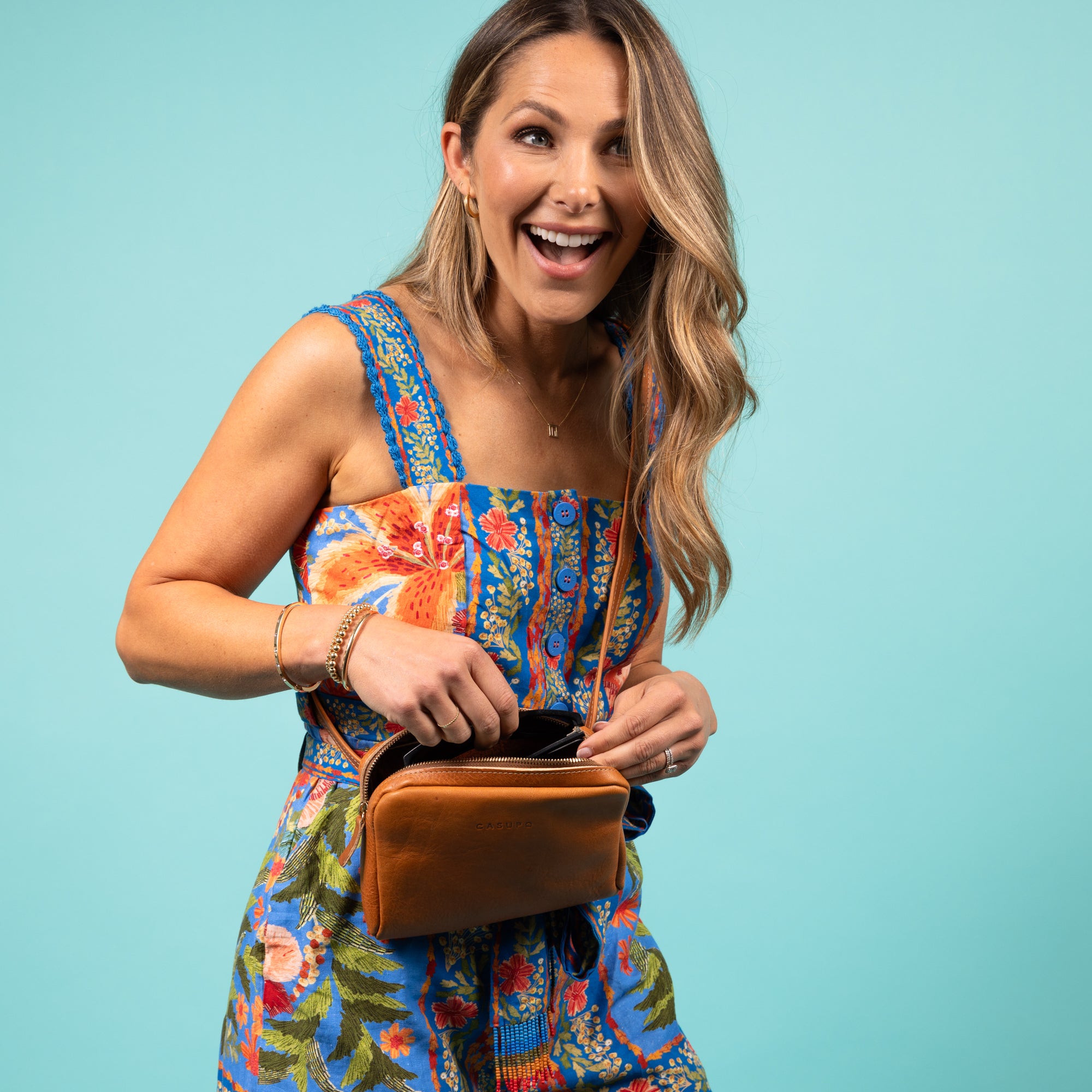 Fun leather fanny pack for women. Stylish, lightweight crossbody bag