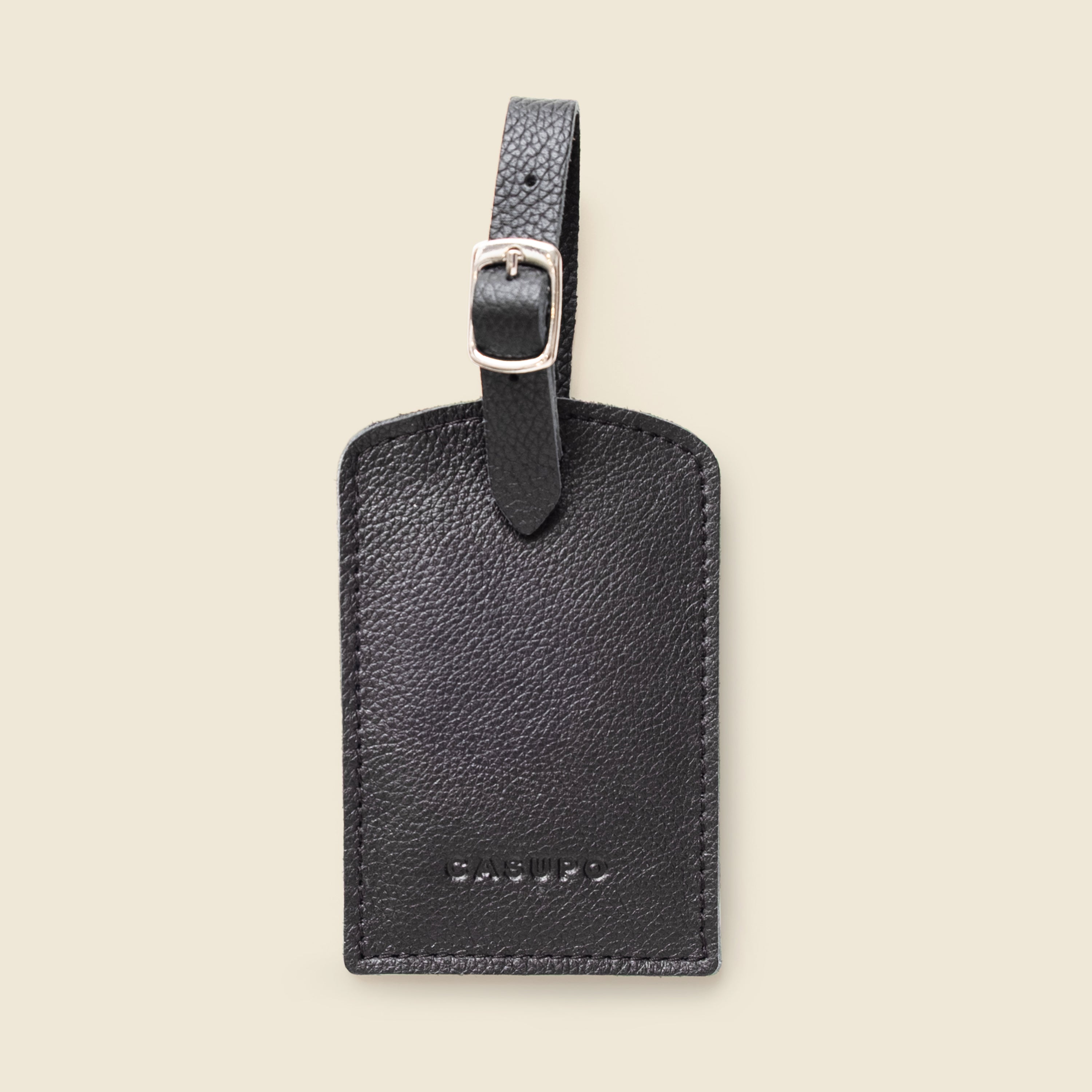 Leather Luggage Tag - Black