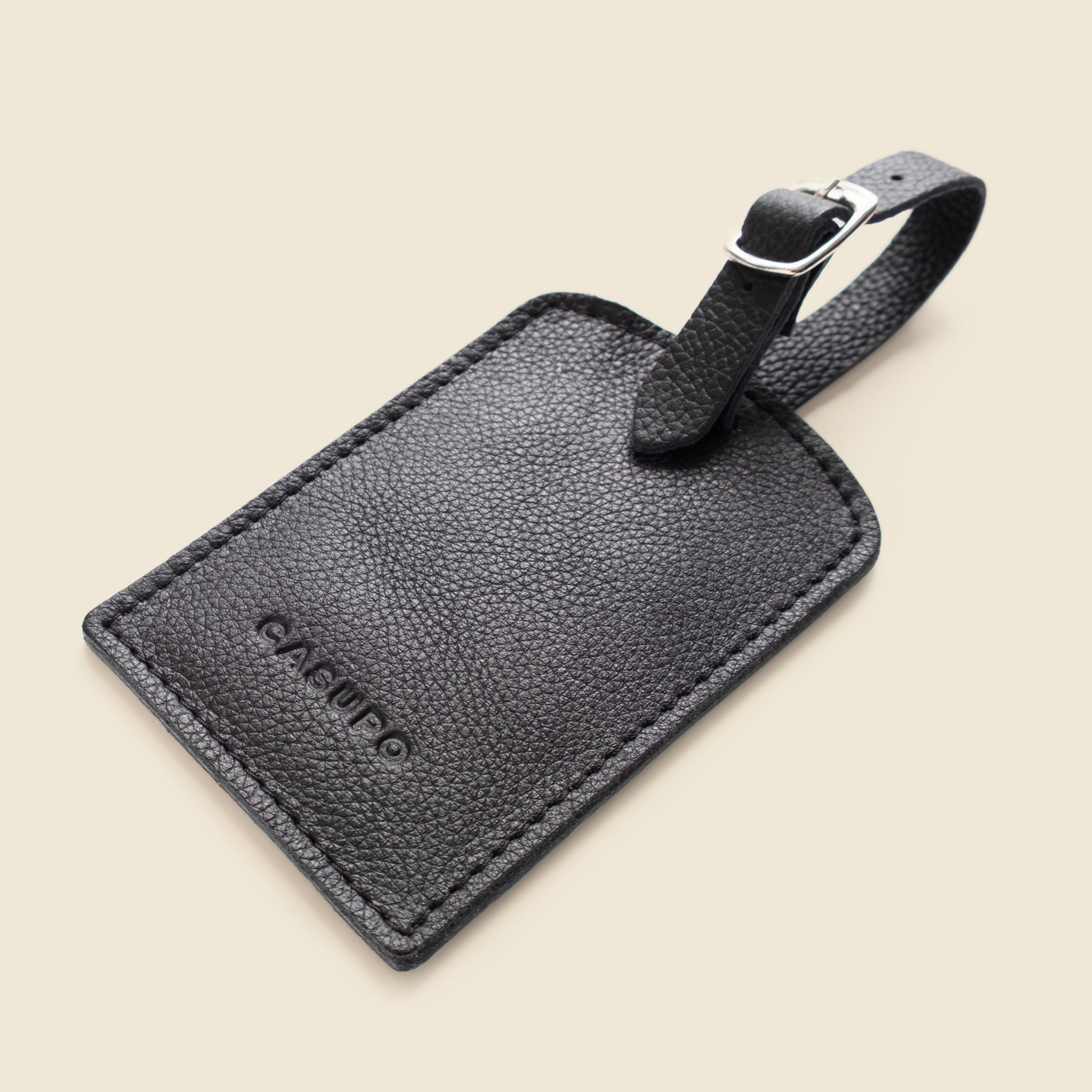 Leather Luggage Tag - Black