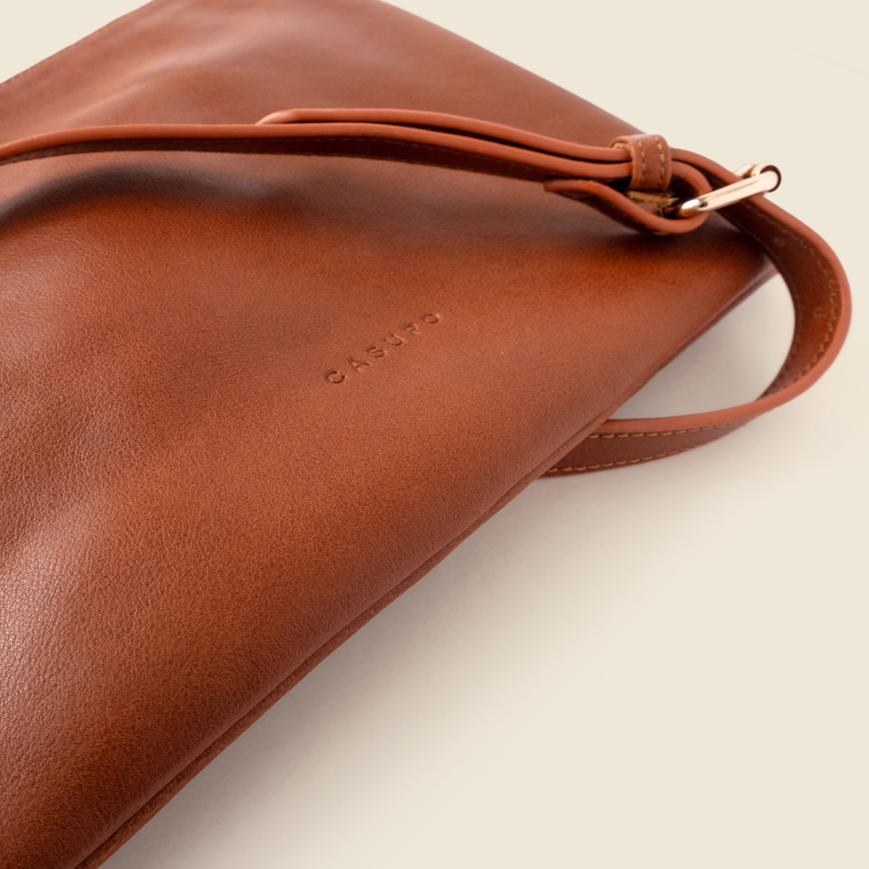 Leather Crossbody Bag - Tan