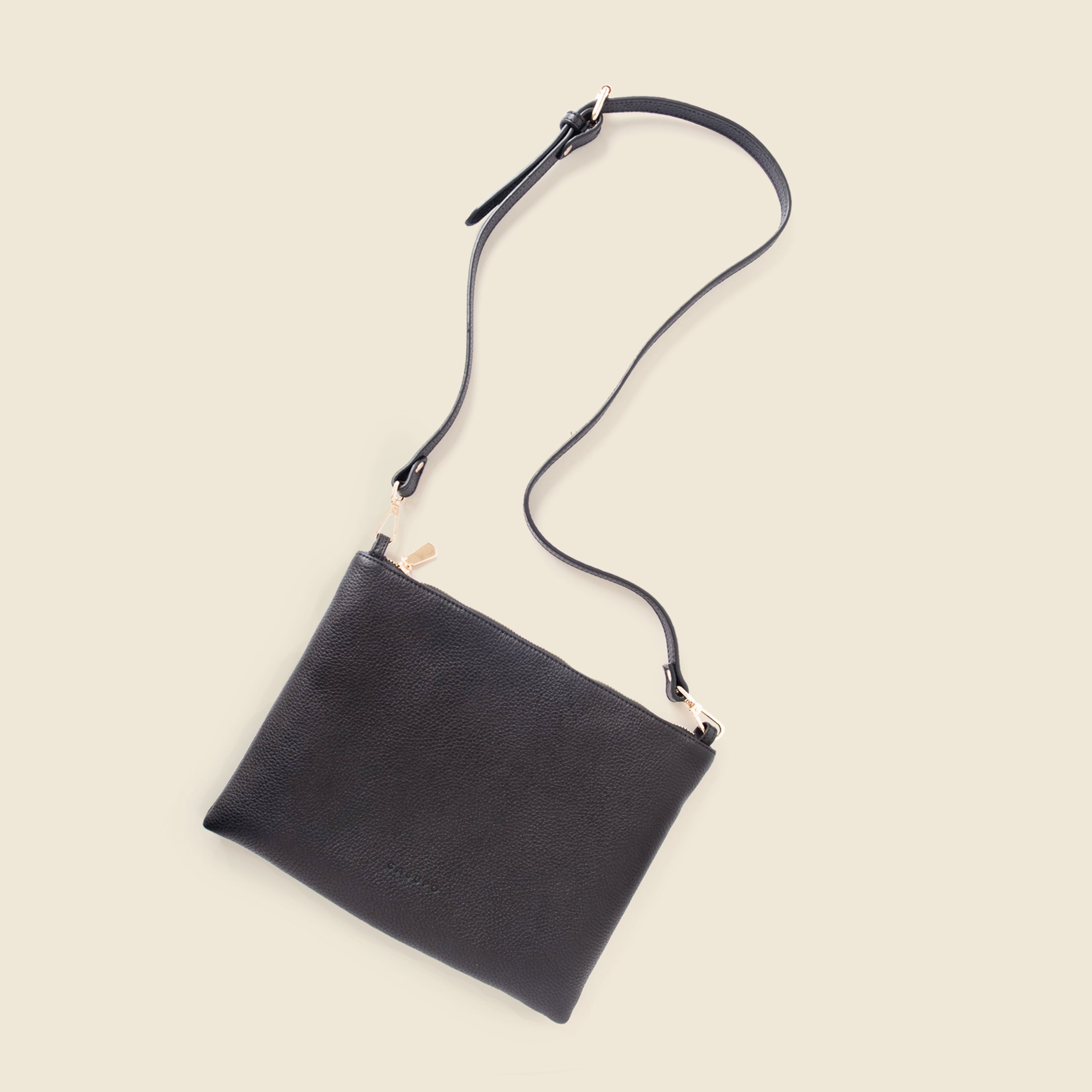 Leather Crossbody Bag - Black