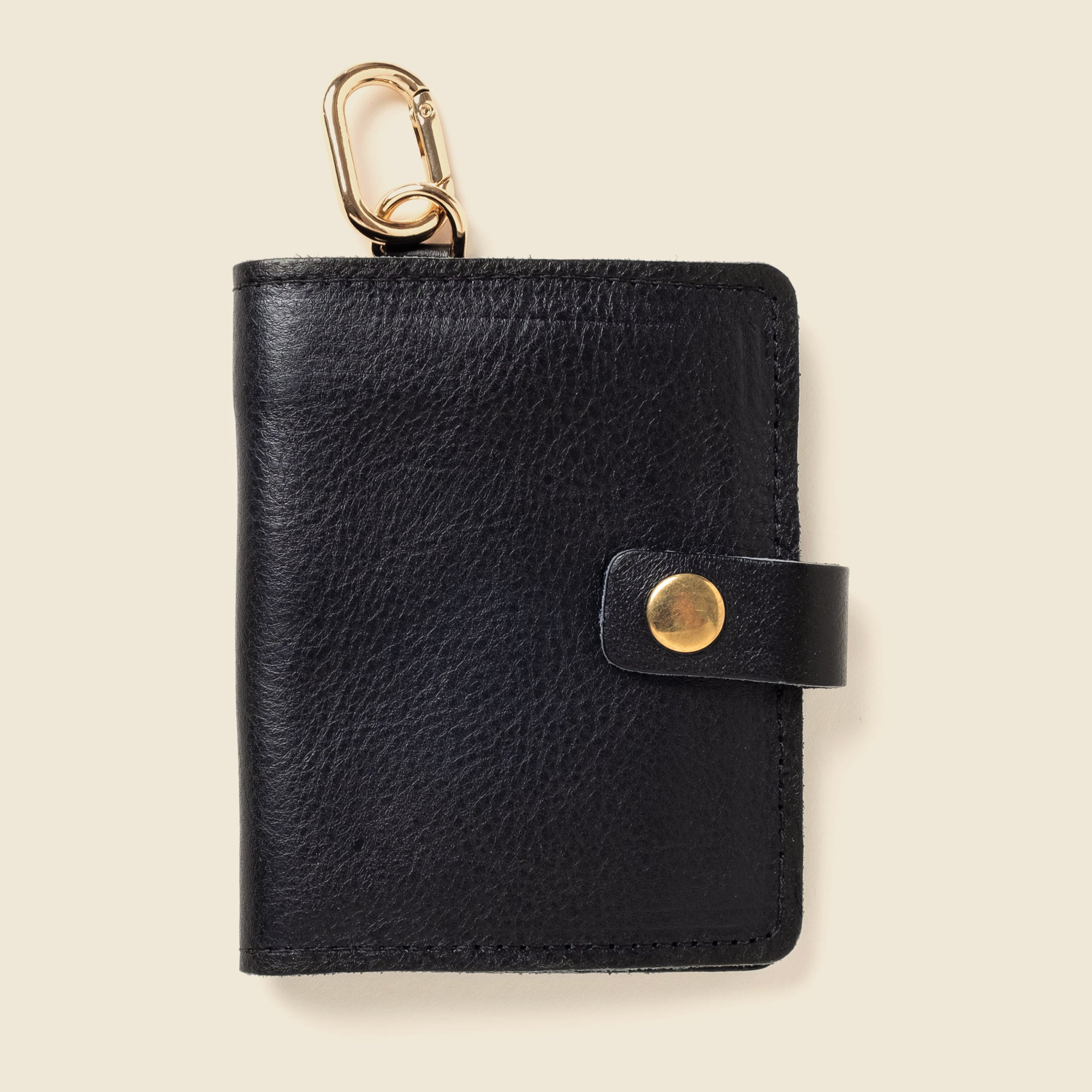 Black leather wallet for keys with snap closure – CASUPO