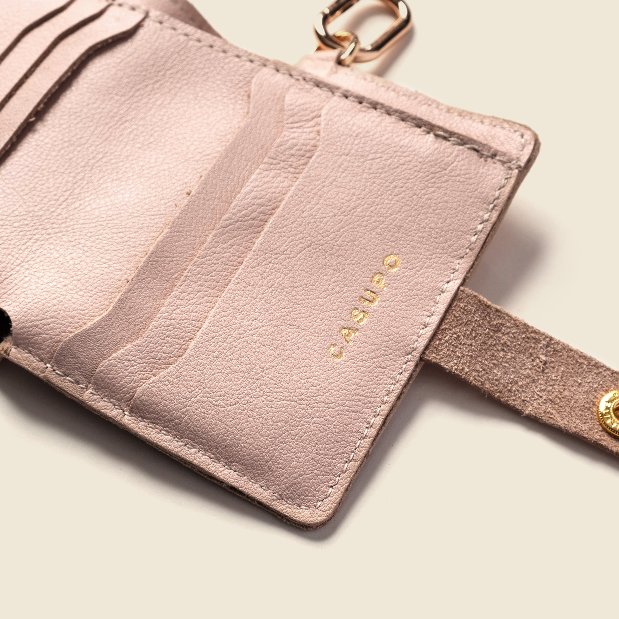 Wallet with Snap and Key Ring - Nude