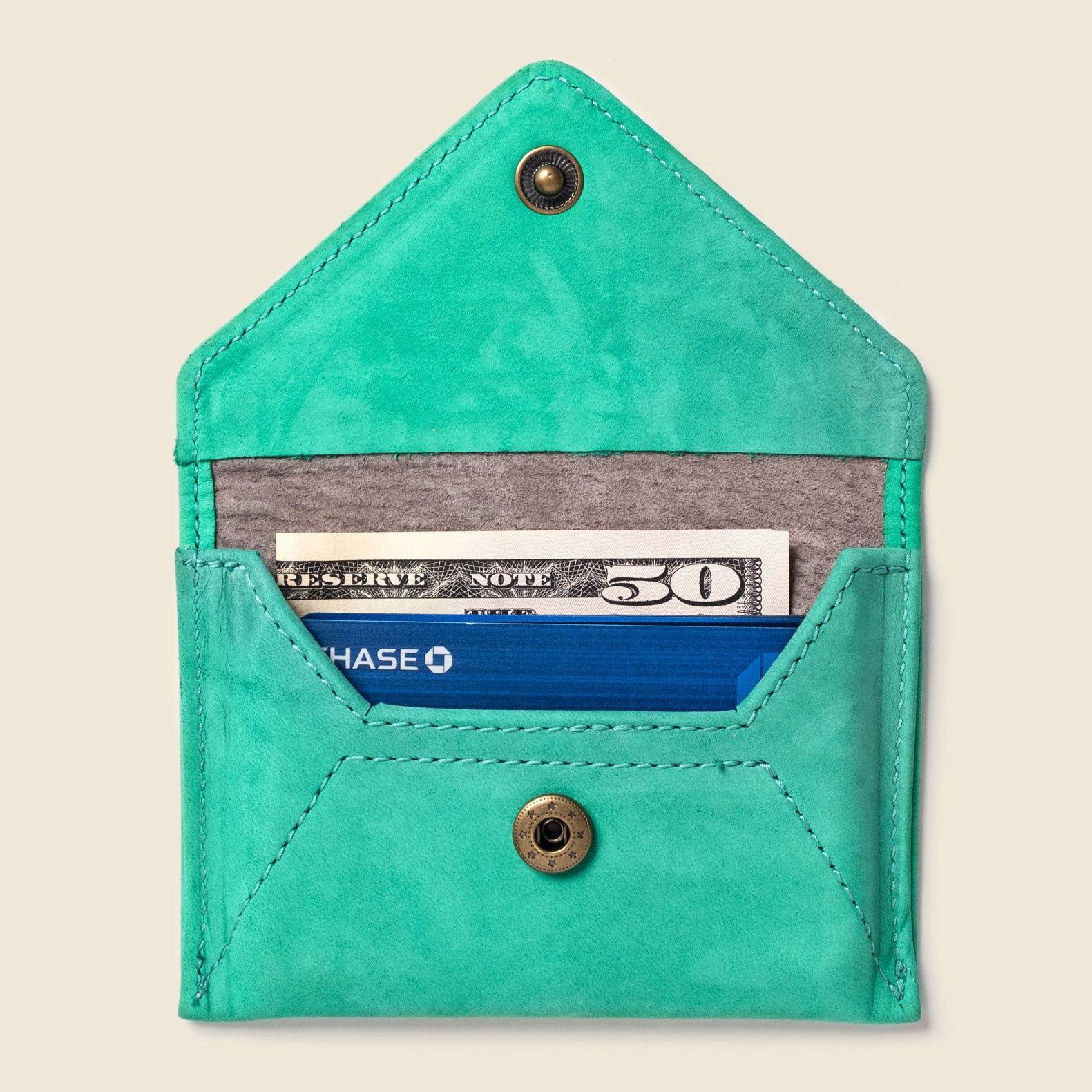 Green leather cardholder wallet