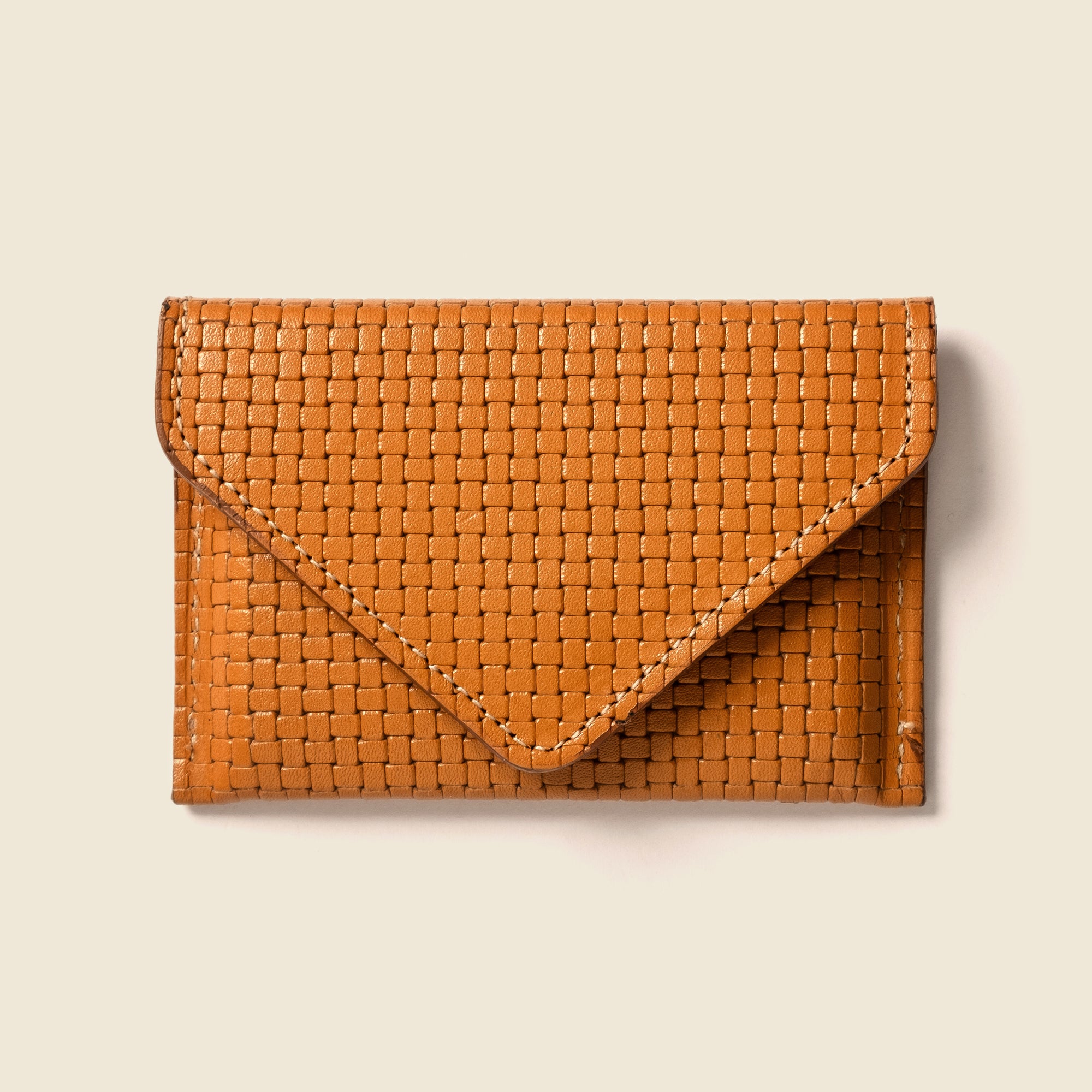 Tan brown leather envelope wallet for women