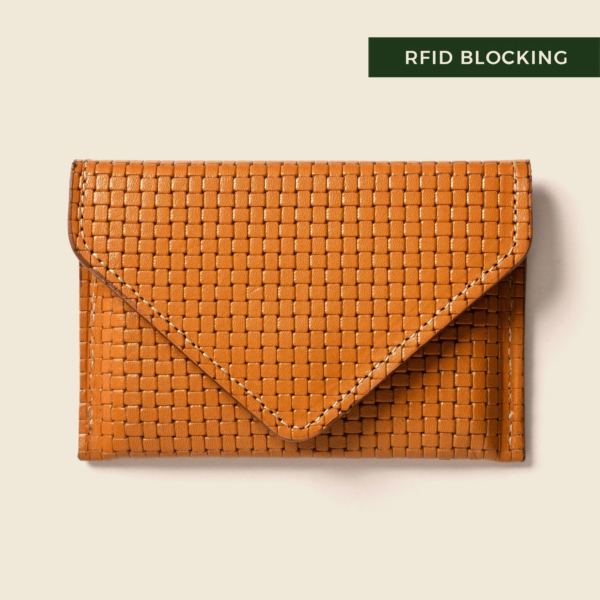 Tan brown leather envelope wallet  for women