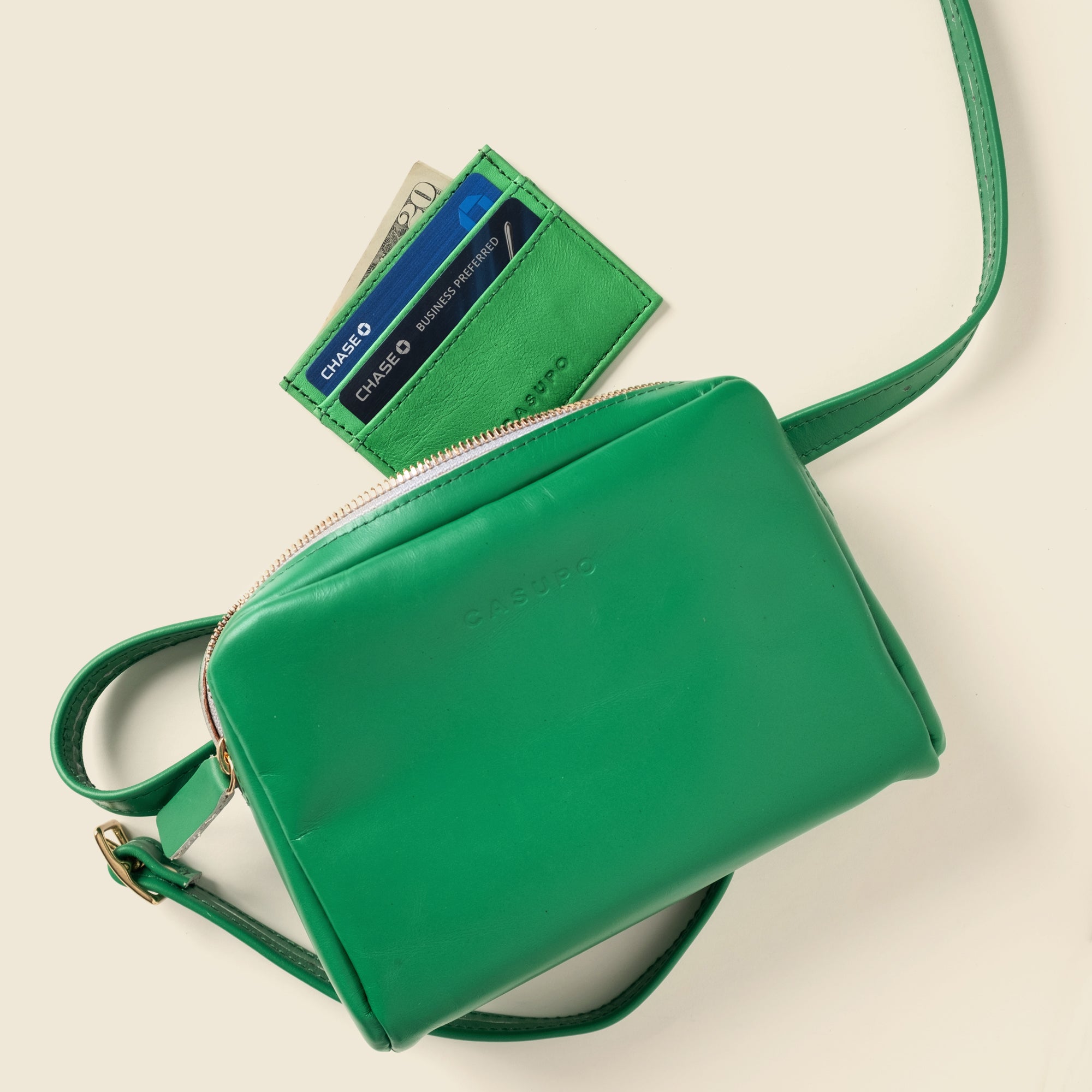 Green leather fanny pack bag for women like clare v and Madewell