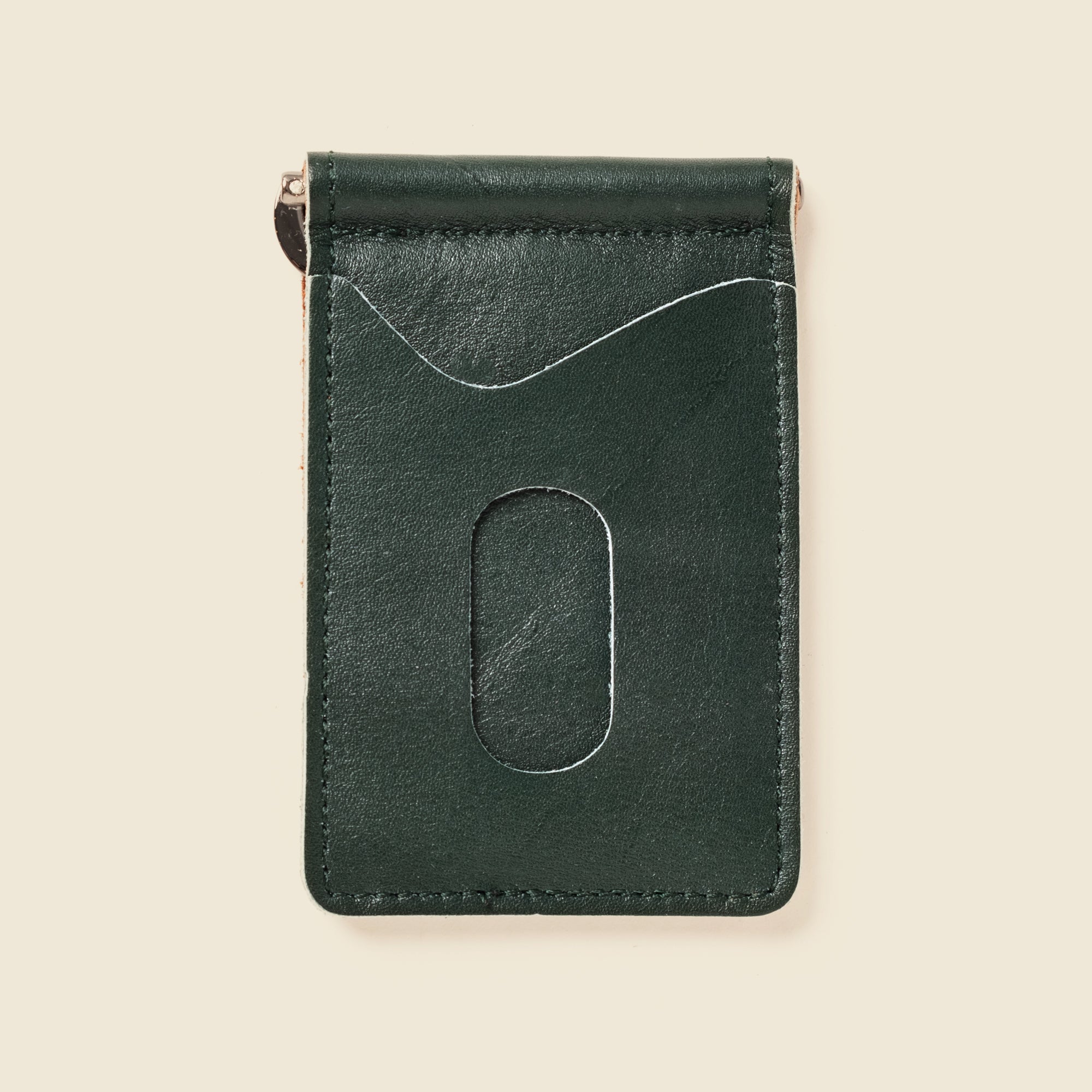 green leather money clip wallet for men
