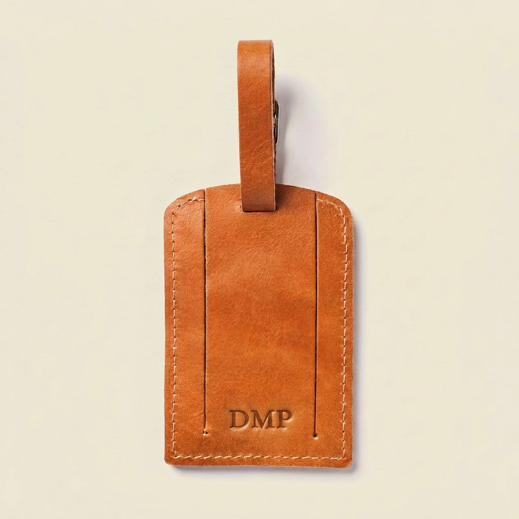 Leather Luggage Tag - Natural