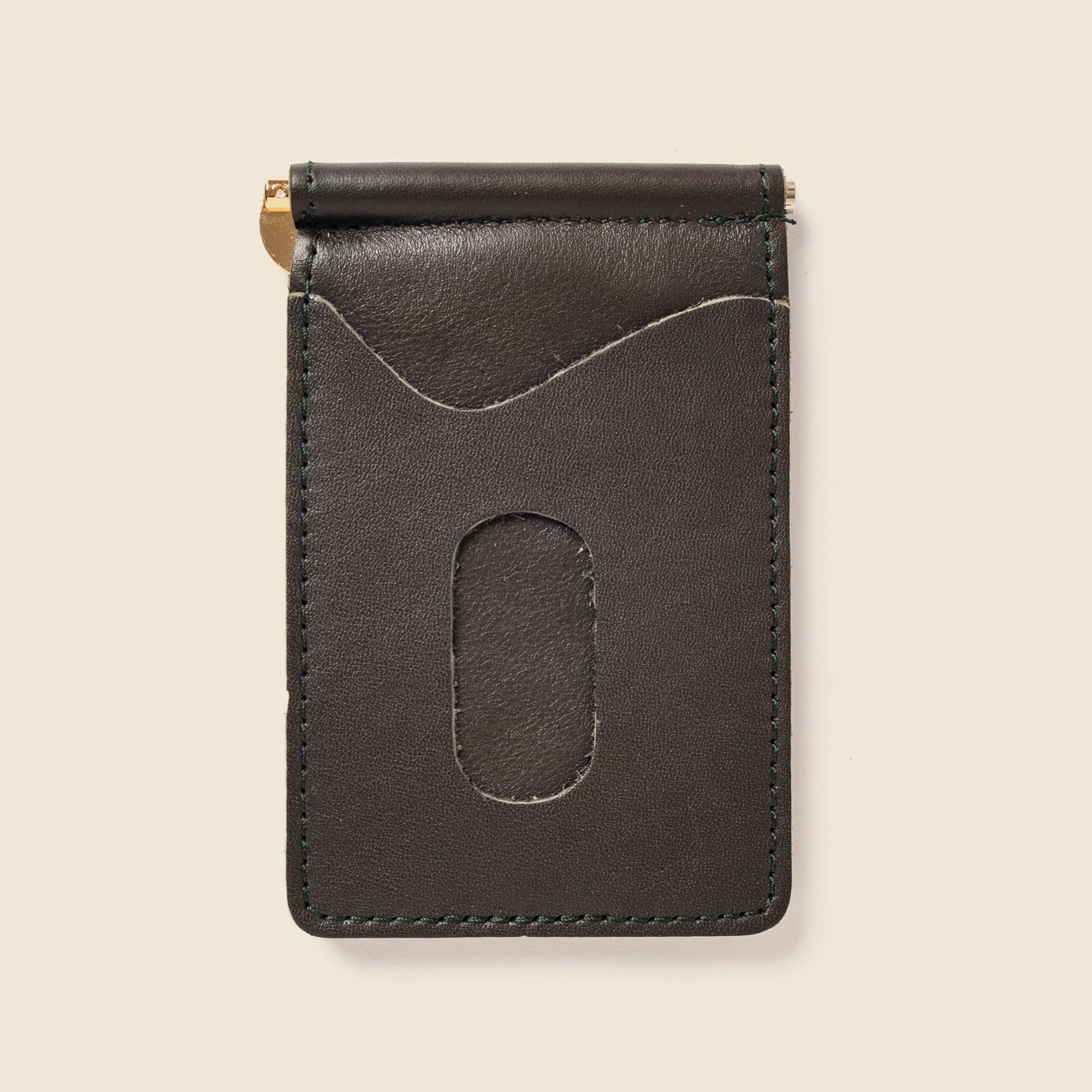 Dark olive green money clip wallet