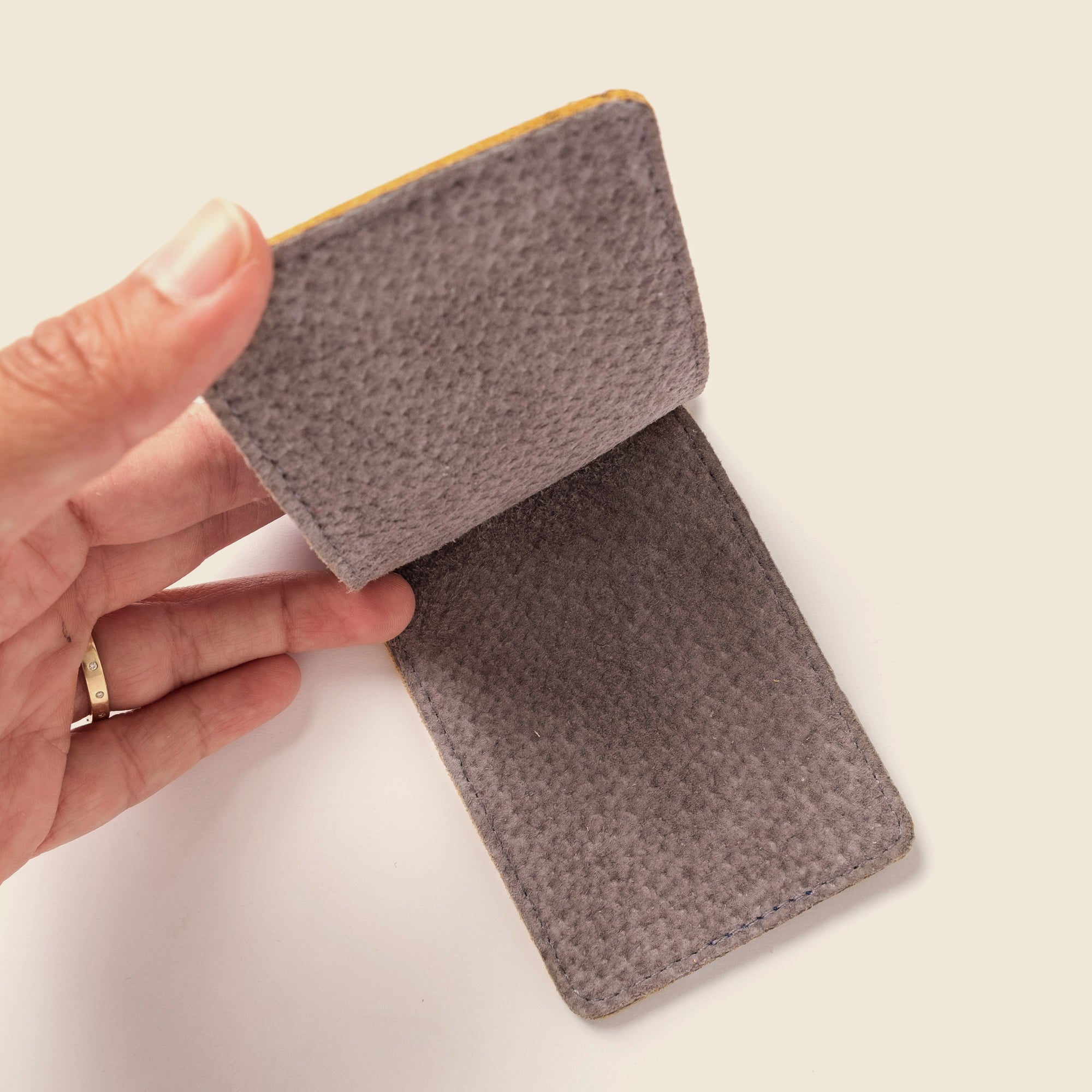 Leather money clip for cash and cards