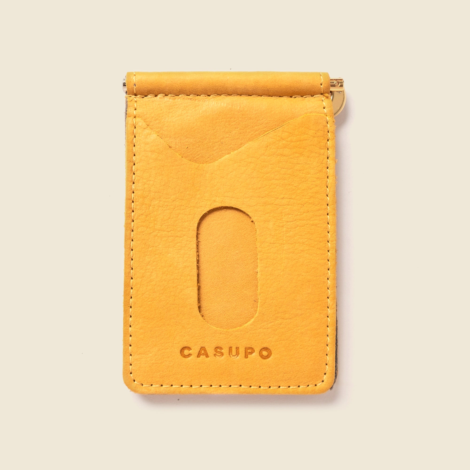 Men s mustard yellow wallet with money clip CASUPO