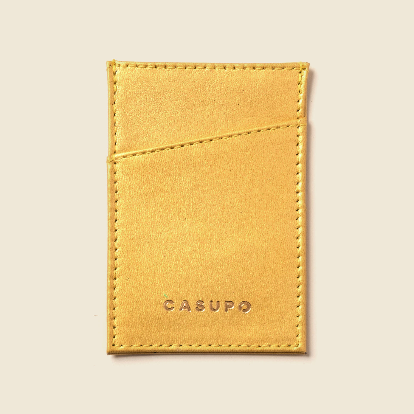 Metallic yellow leather RFID wallet with 3 pockets for men