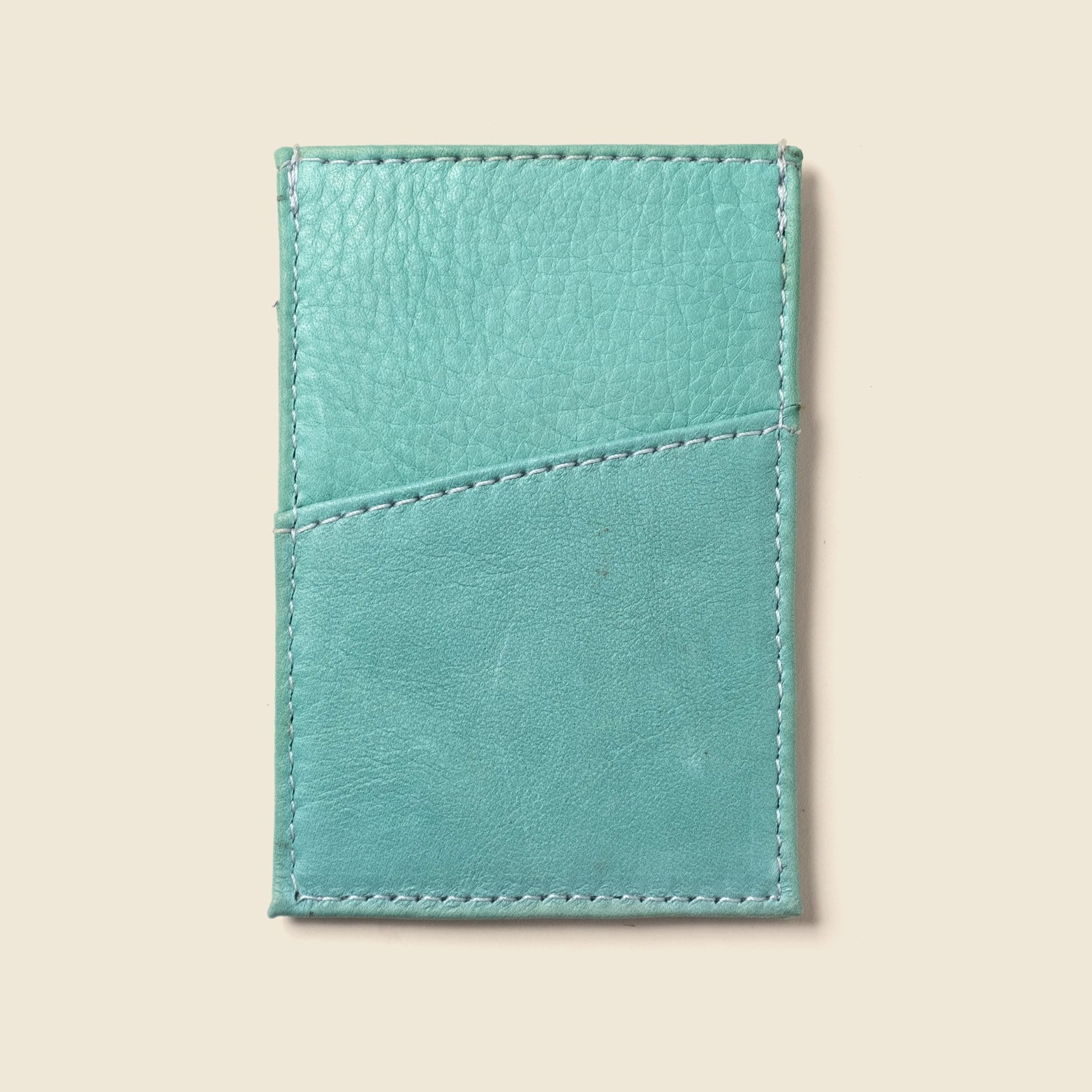 Pastel blue minimalist cardholder for women. Leather wallet with 3 pockets
