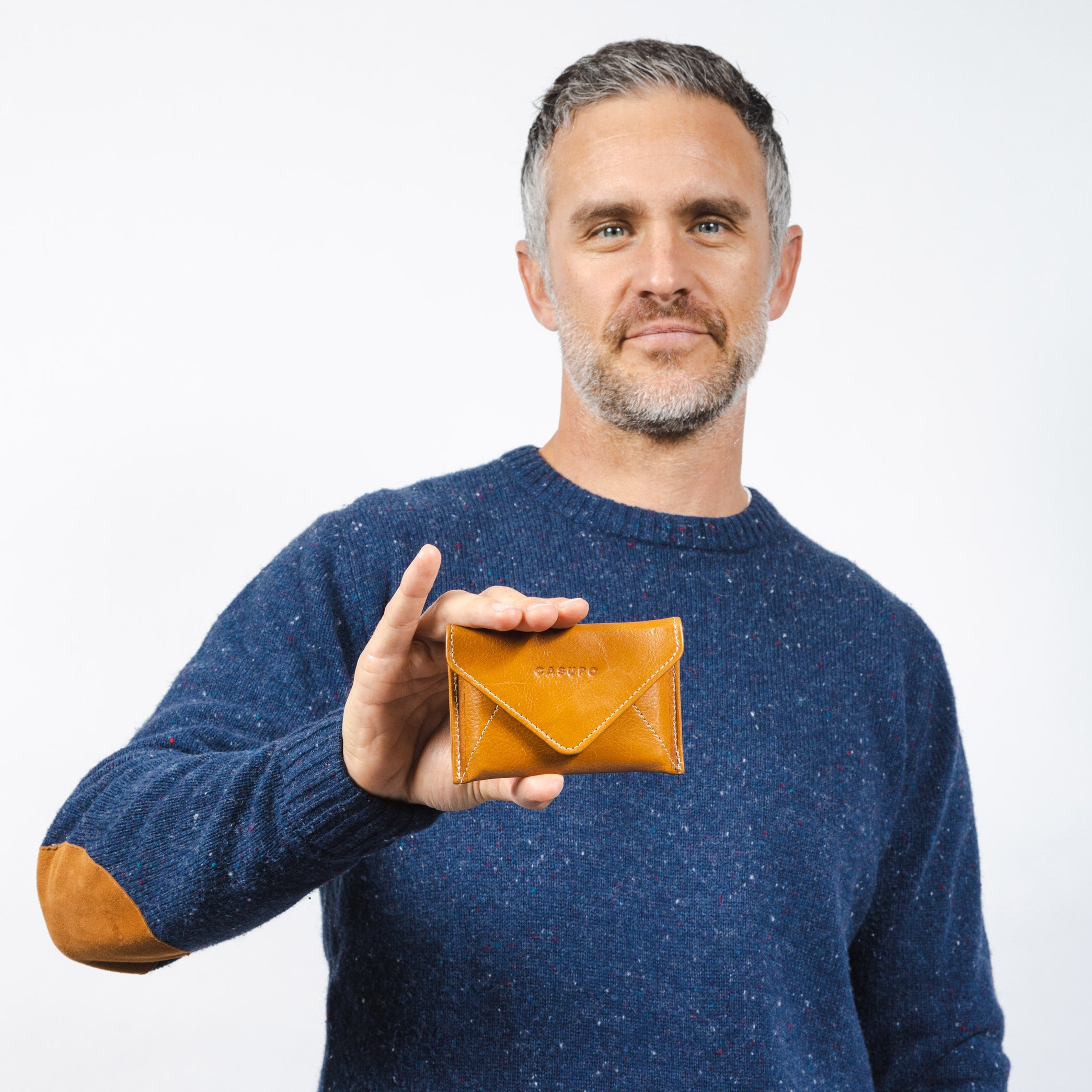 Thin brown leather wallet for men