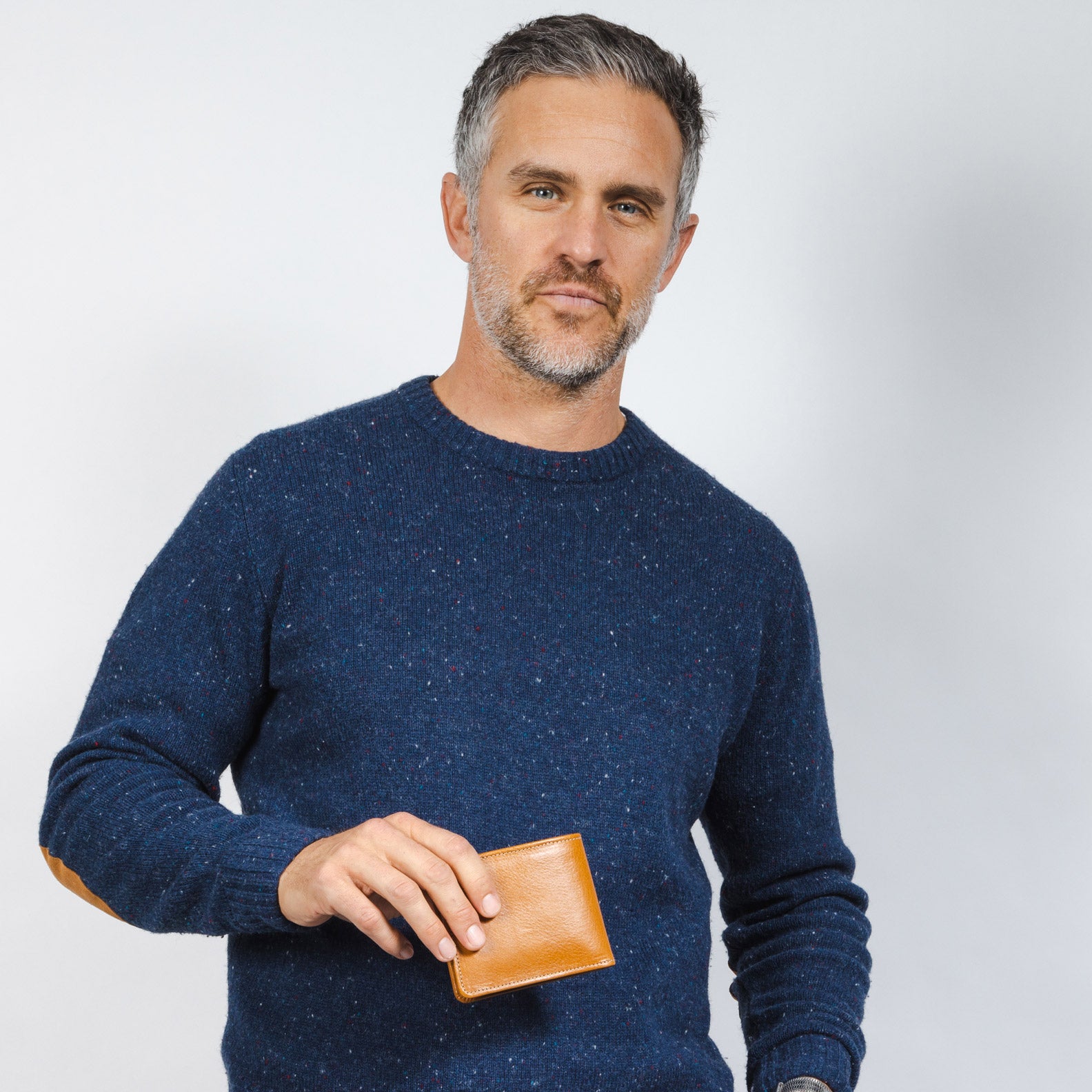 Thin brown leather wallet for cool guys