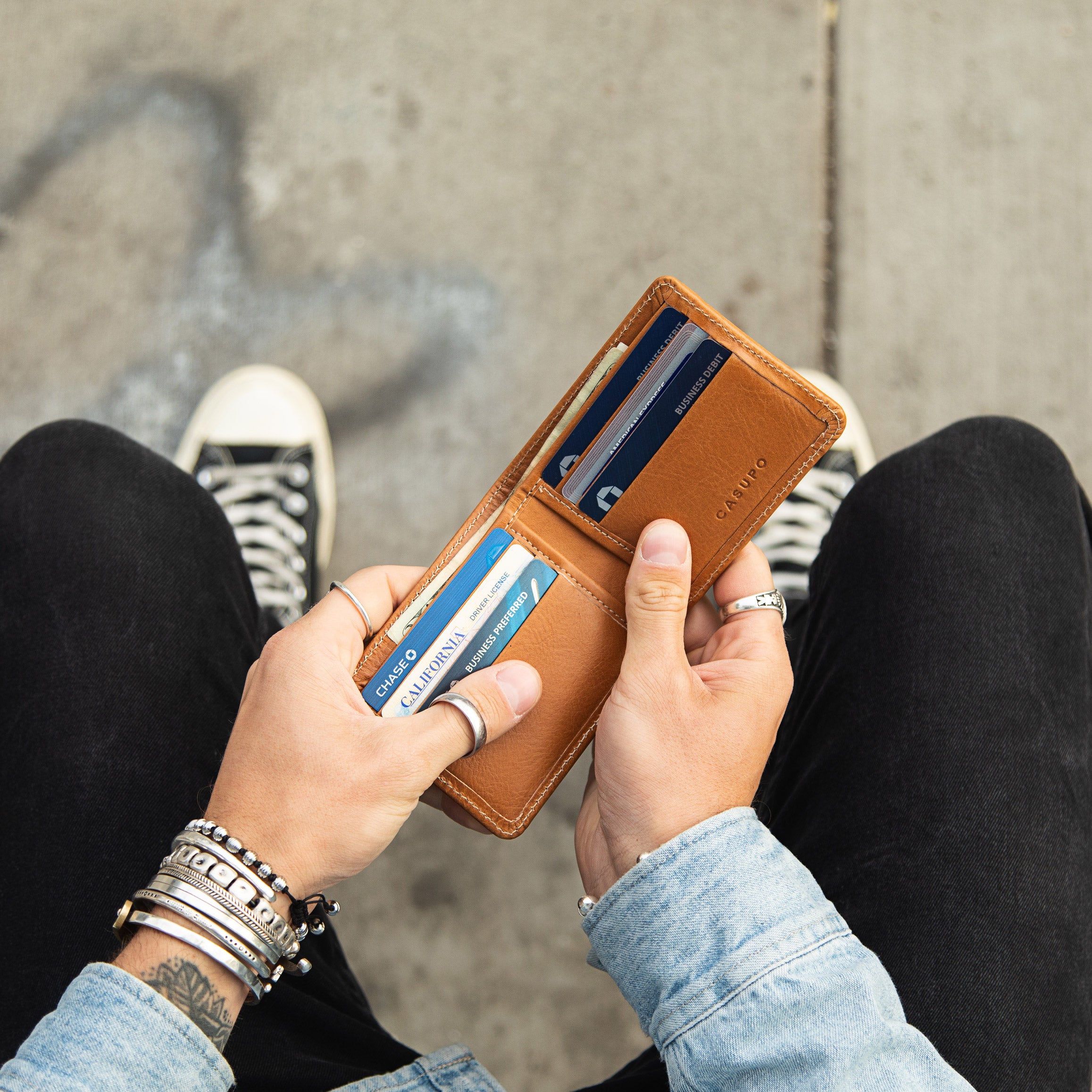 saddle vegetable tanned leather wallet