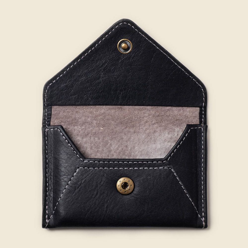 Black leather envelope wallet for minimalist