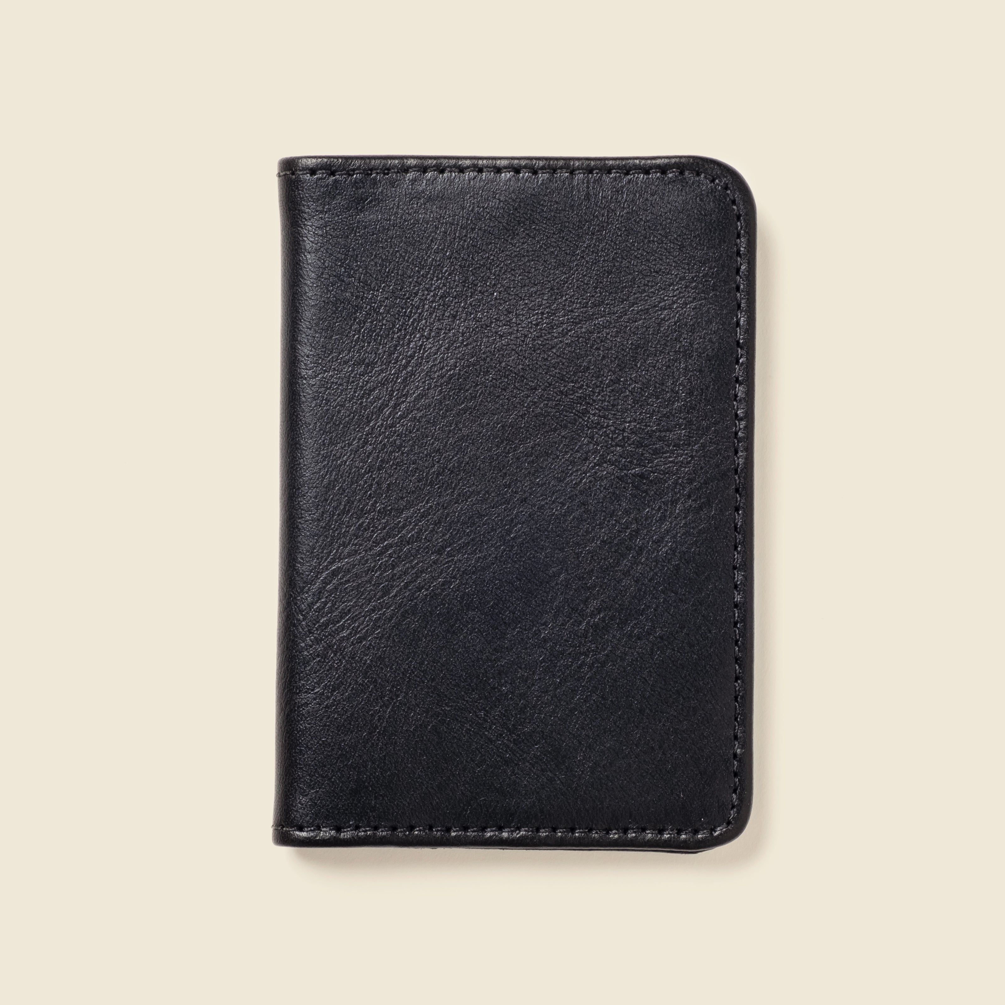 compact black leather wallet for men