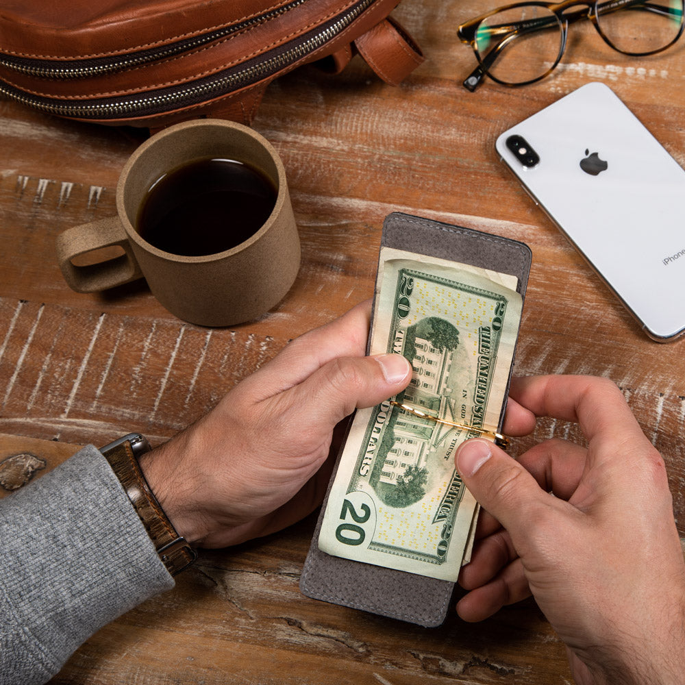 compact wallet with clip for men