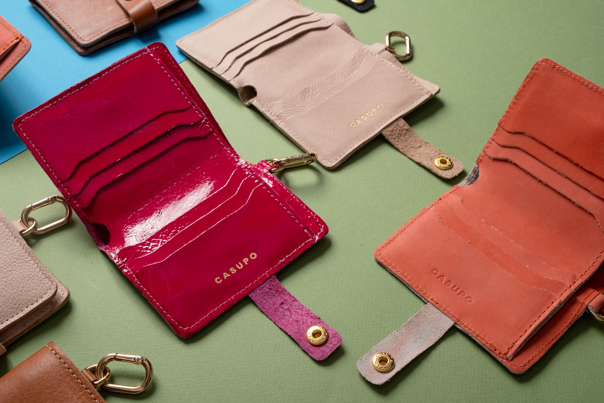 Snap Button Wallet Leather Snap Wallets with Key Ring for Men & Women