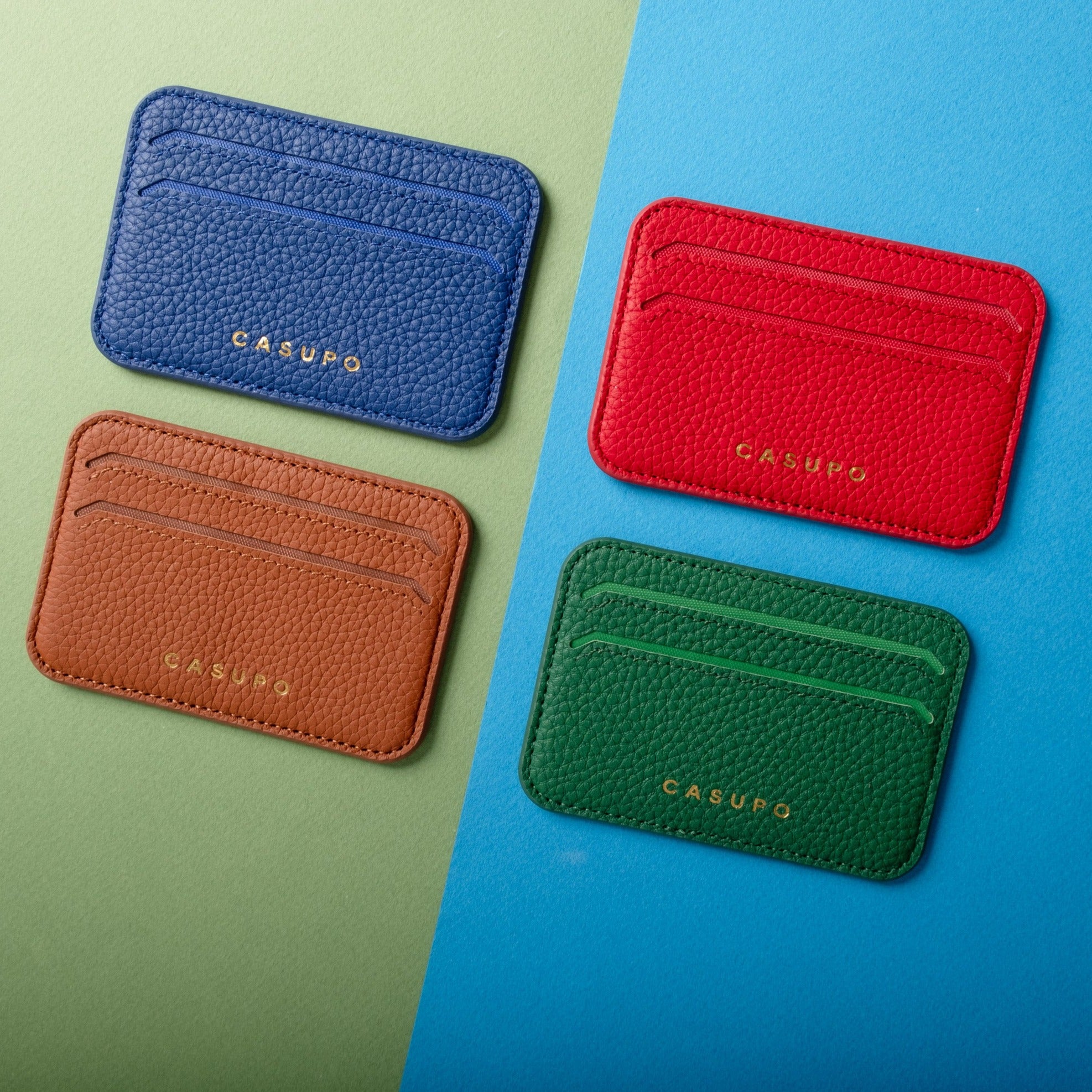Mag Safe Leather Wallet with RFID - Cobalt