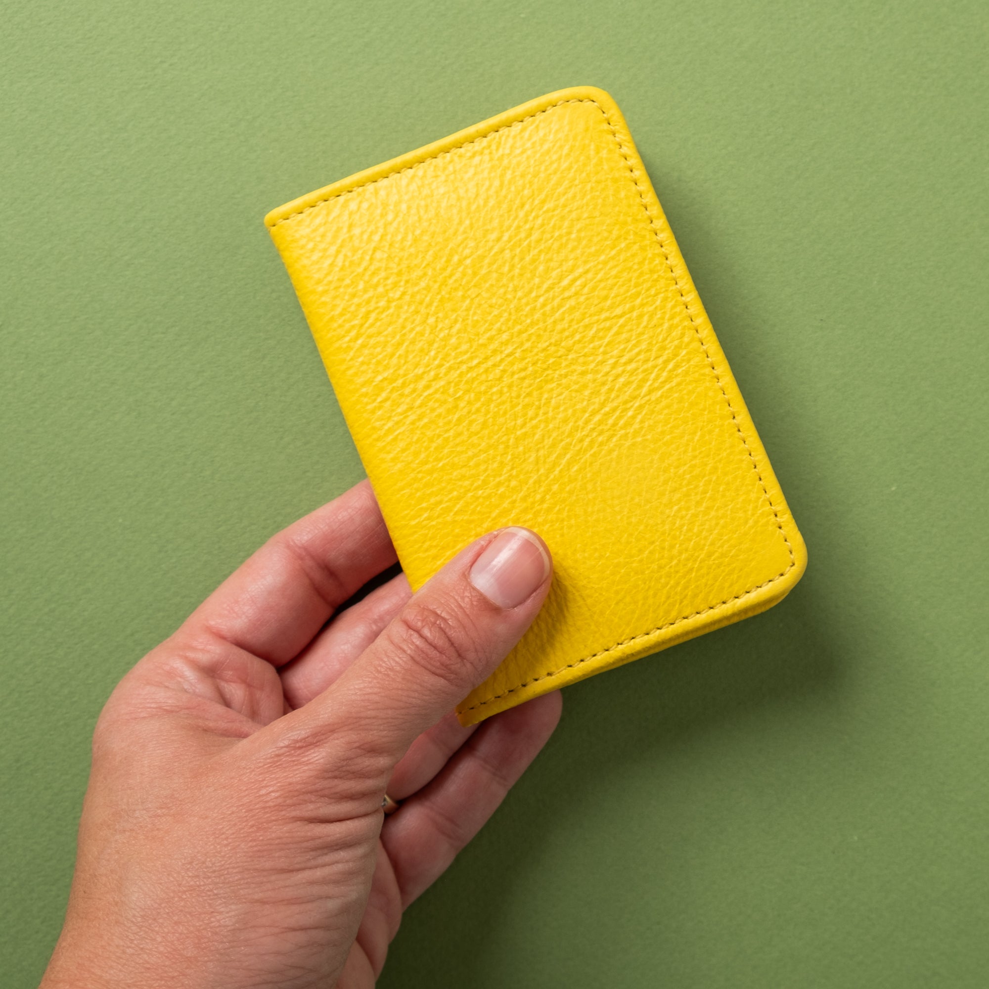 yellow minimalist bifold leather bifold wallet for men