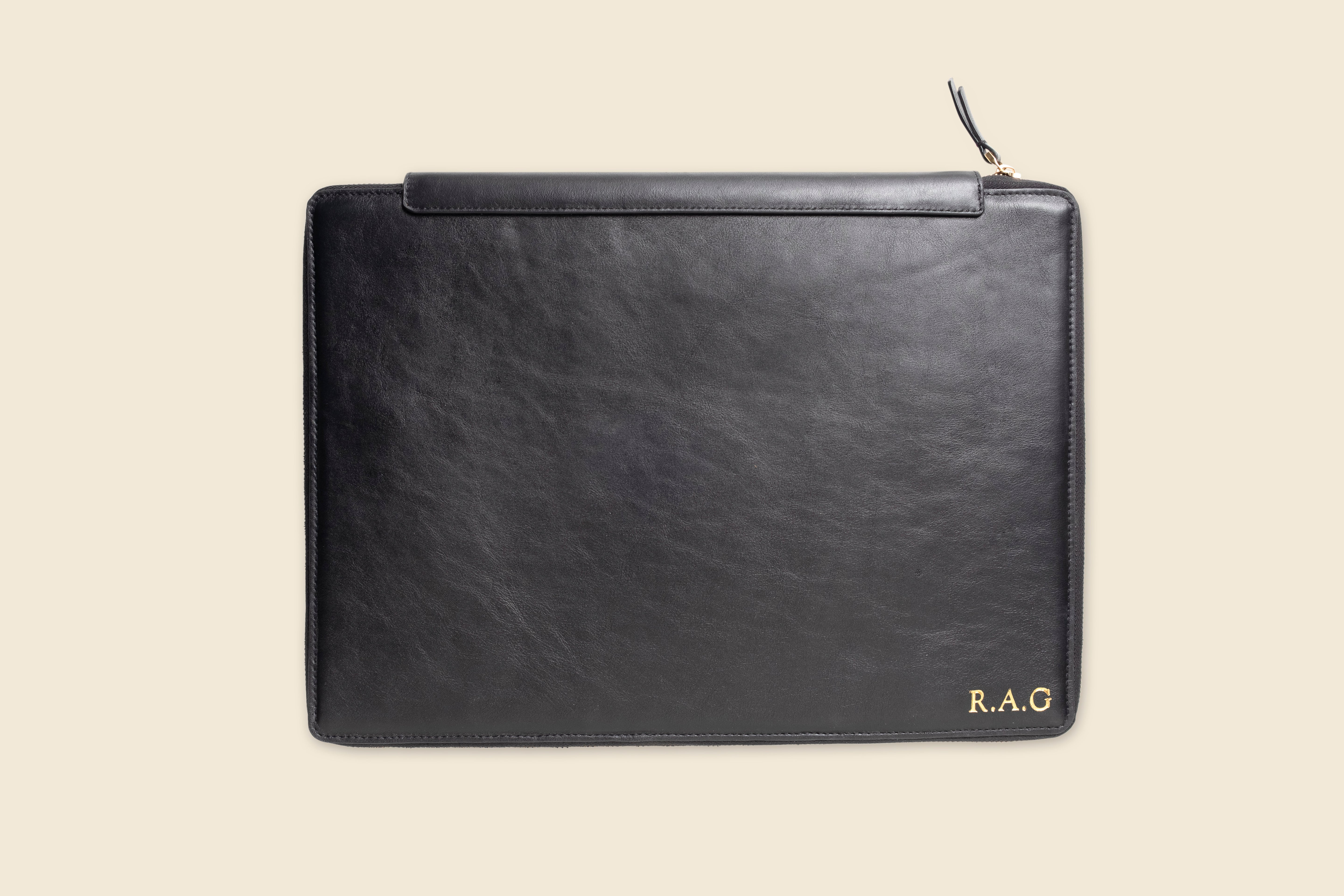 Black leather folio for corporate gifts