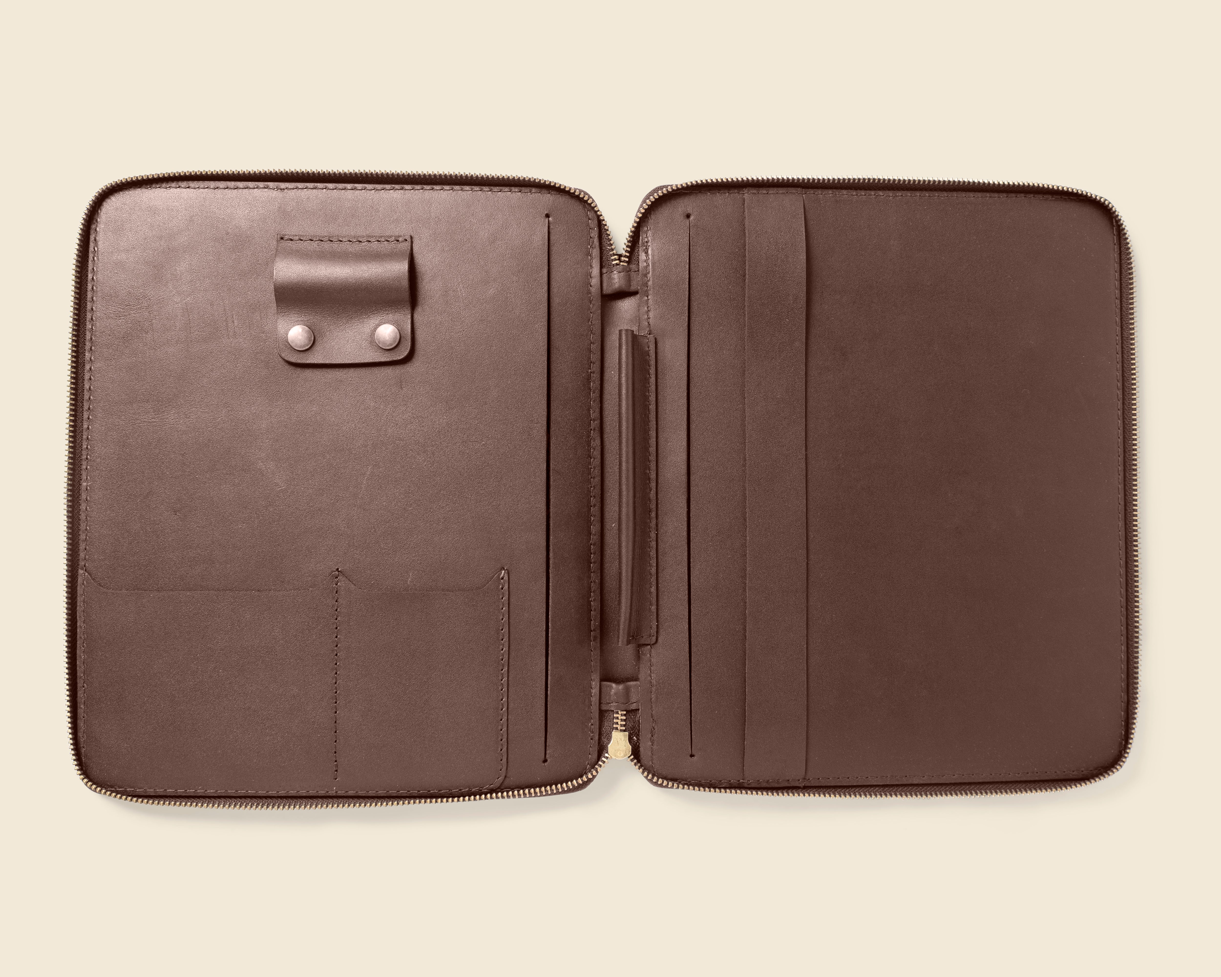 brown leather ipad pad folio 