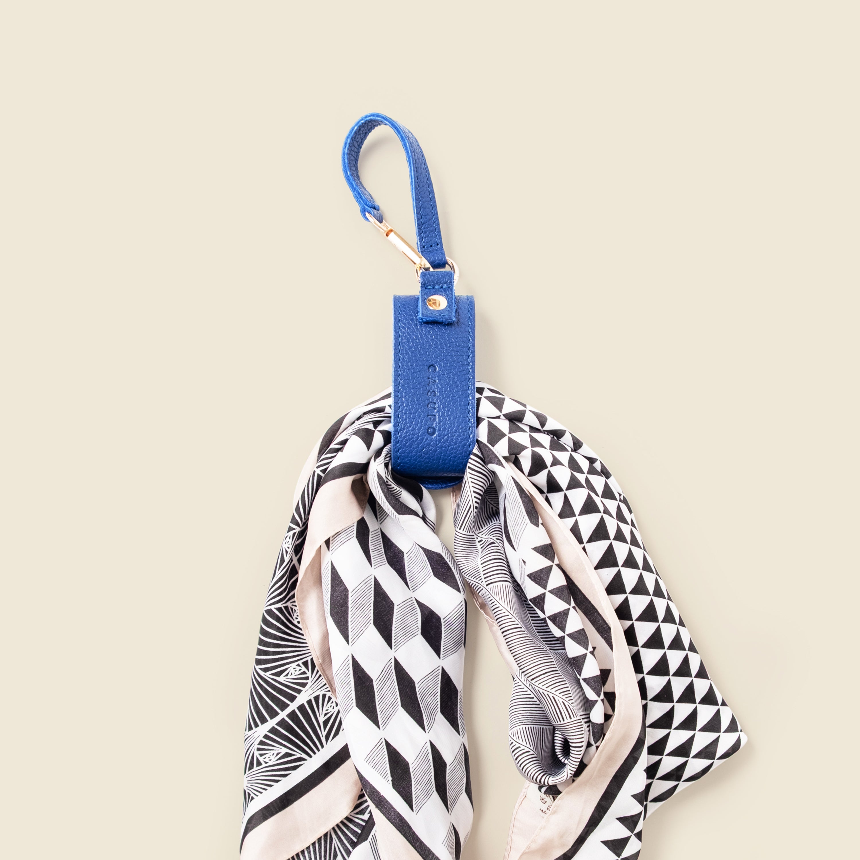 Leather Scarf Holder - Cobalt Blue