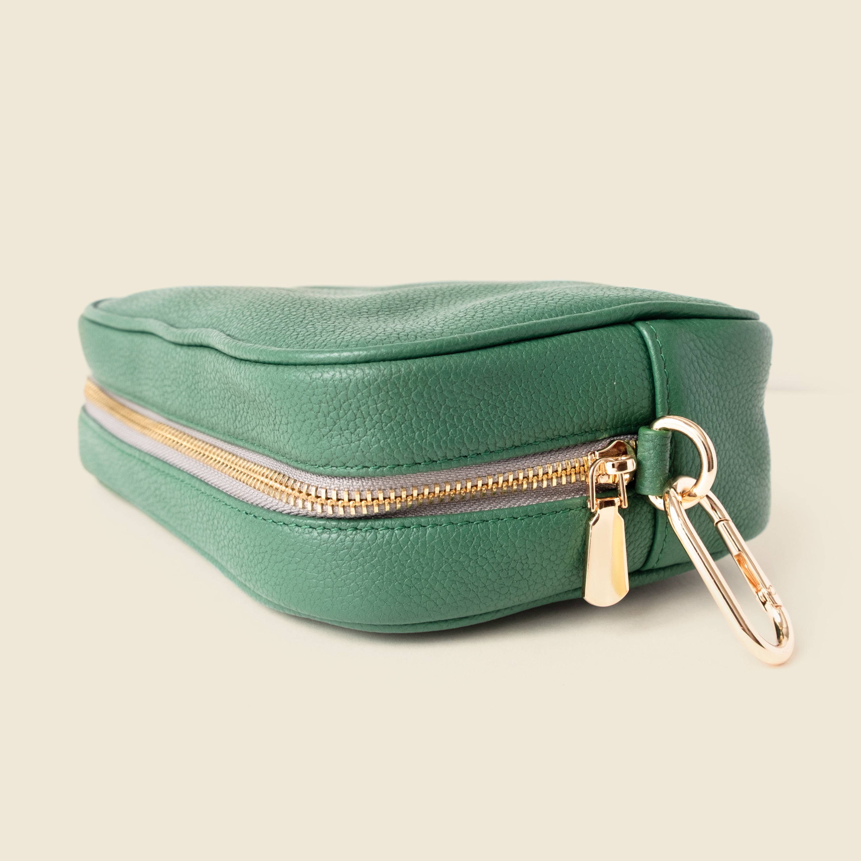Large Leather Cosmetic Bag - Green