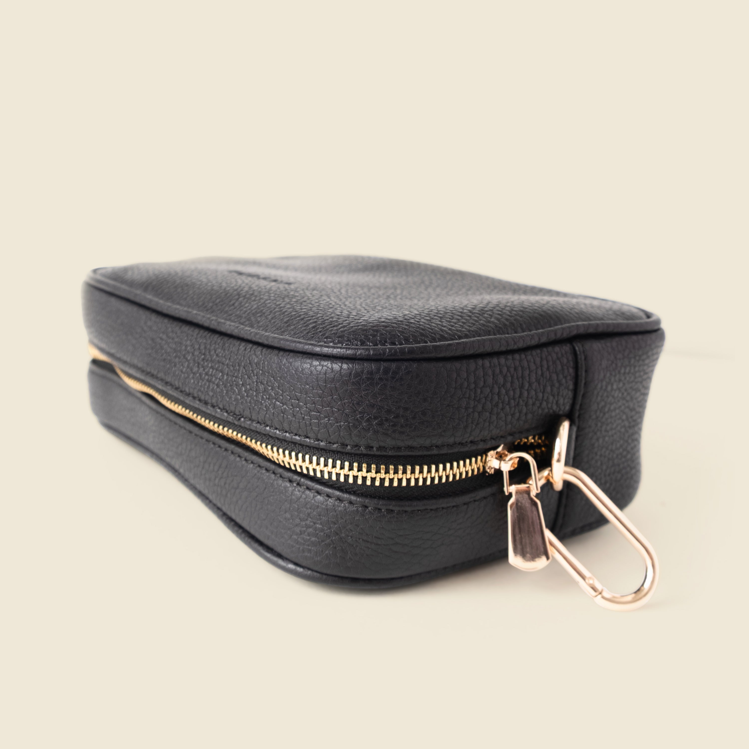 Large Leather Cosmetic Bag - Black