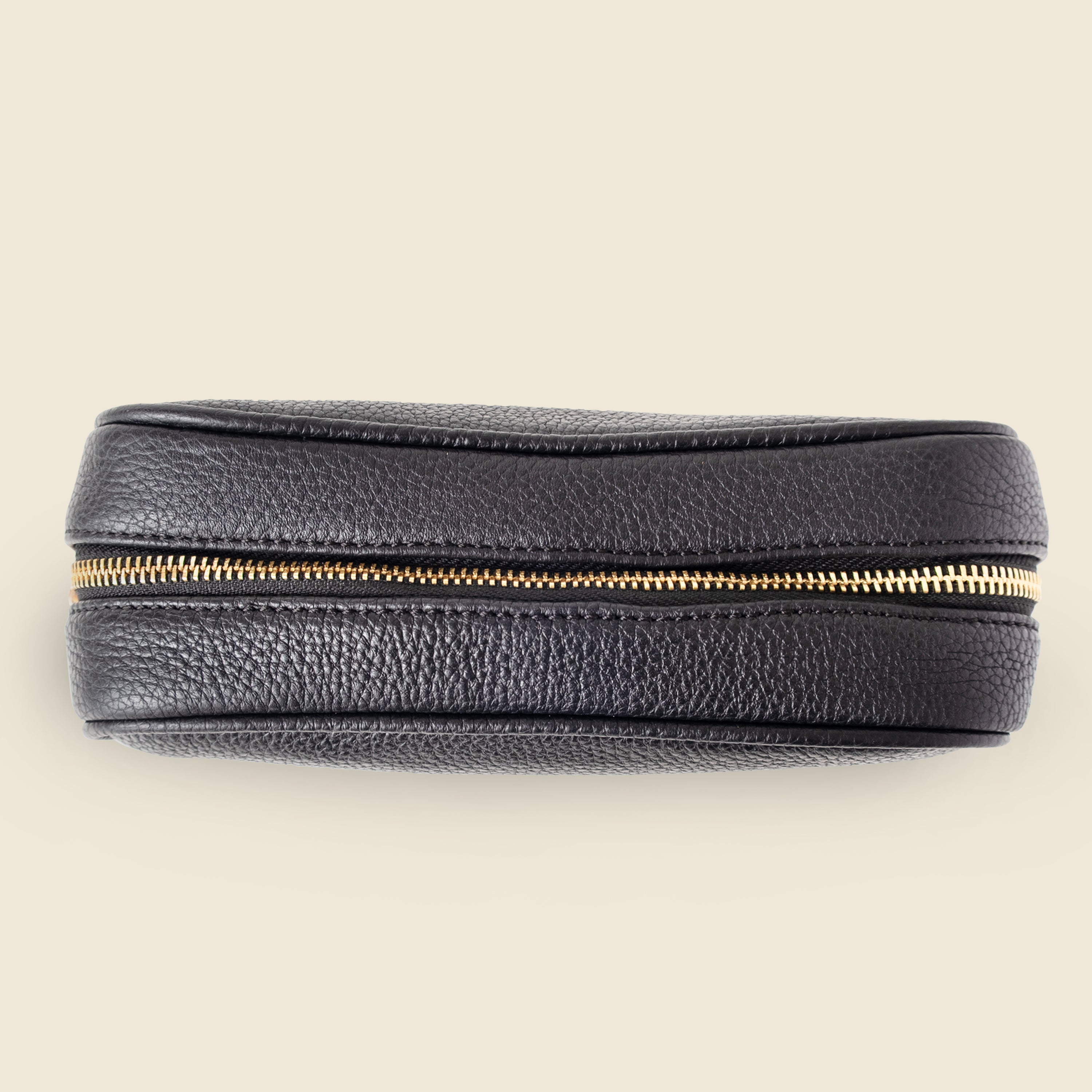 Large Leather Cosmetic Bag - Black