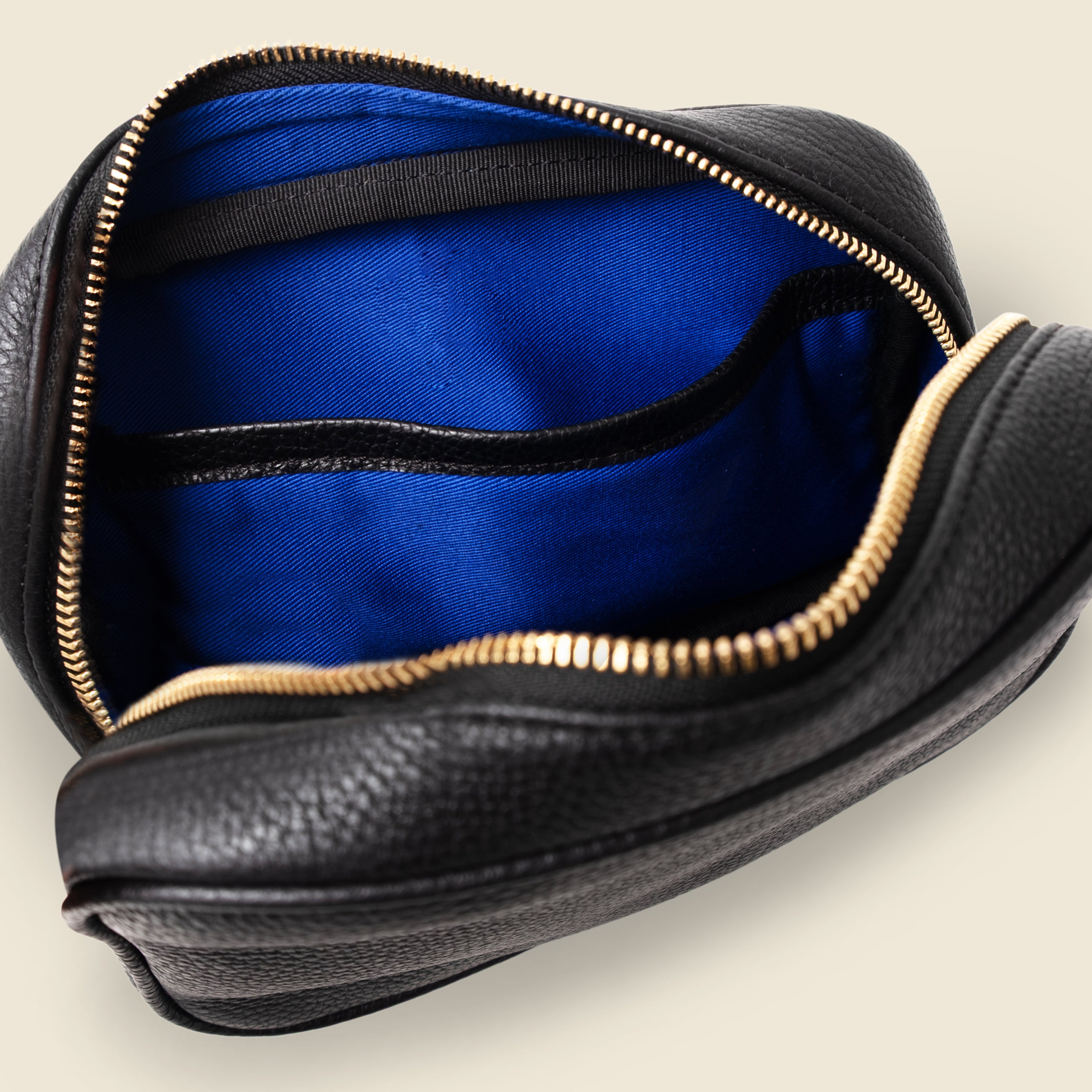 Large Leather Cosmetic Bag - Black