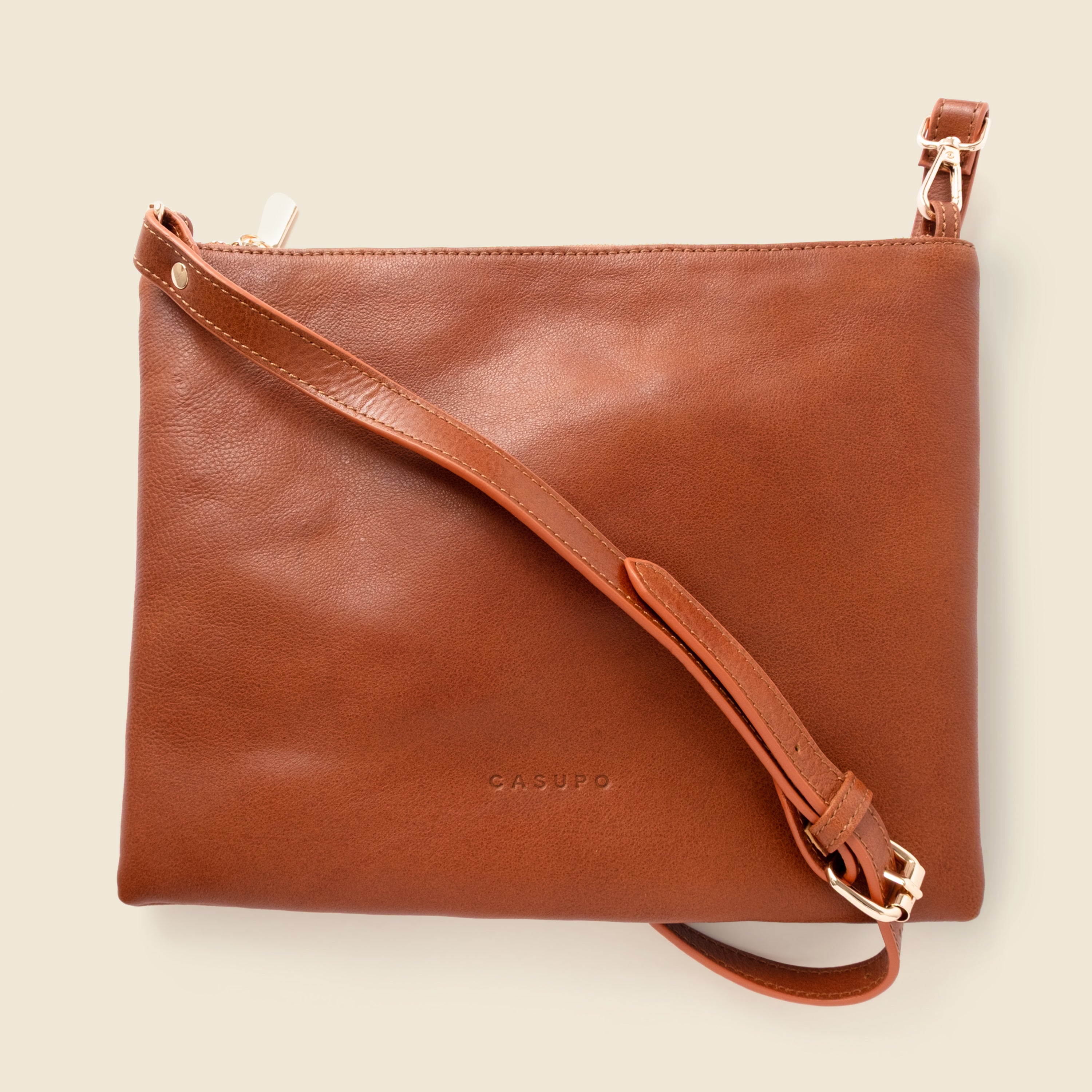 Leather Crossbody Bag - Tan
