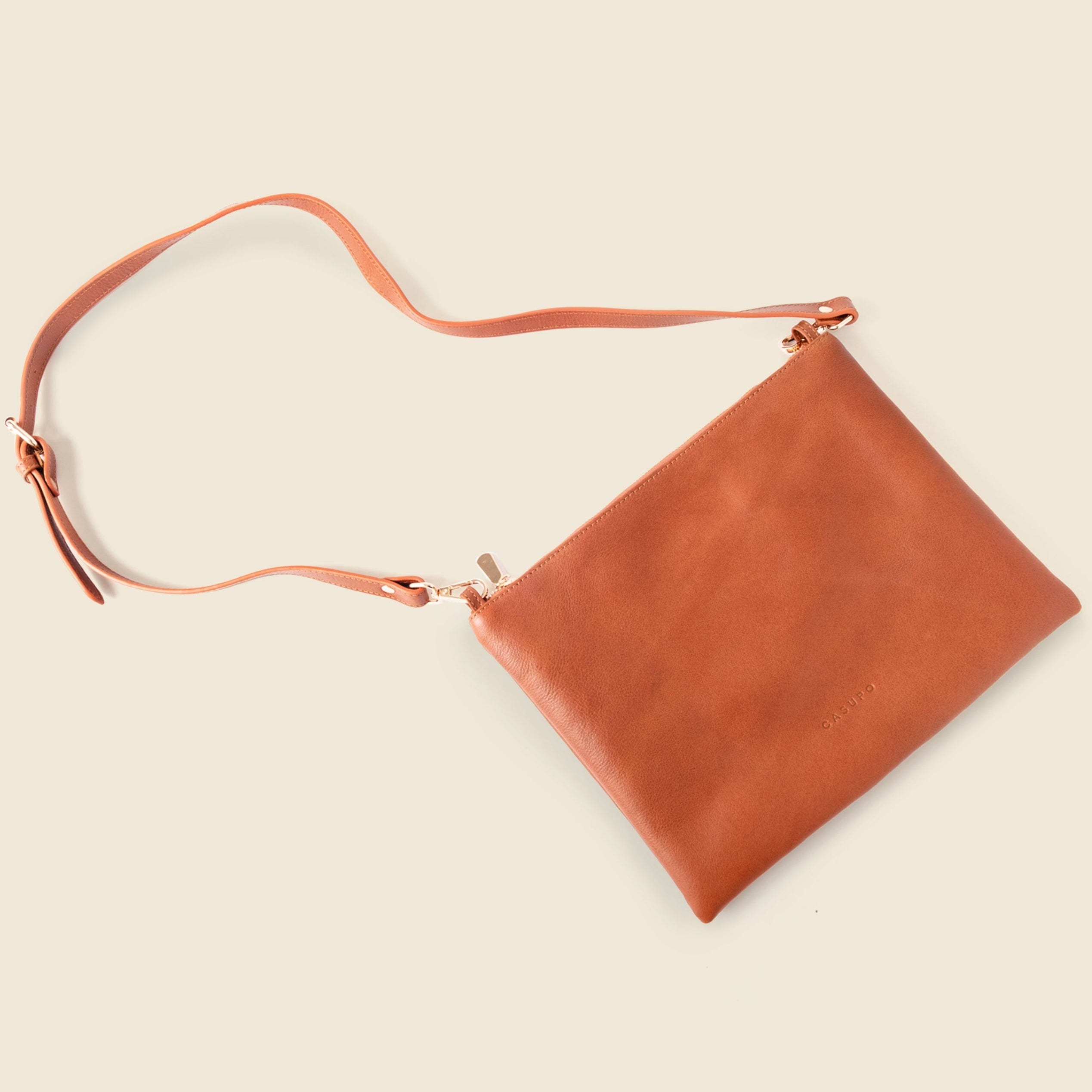 Leather Crossbody Bag - Tan