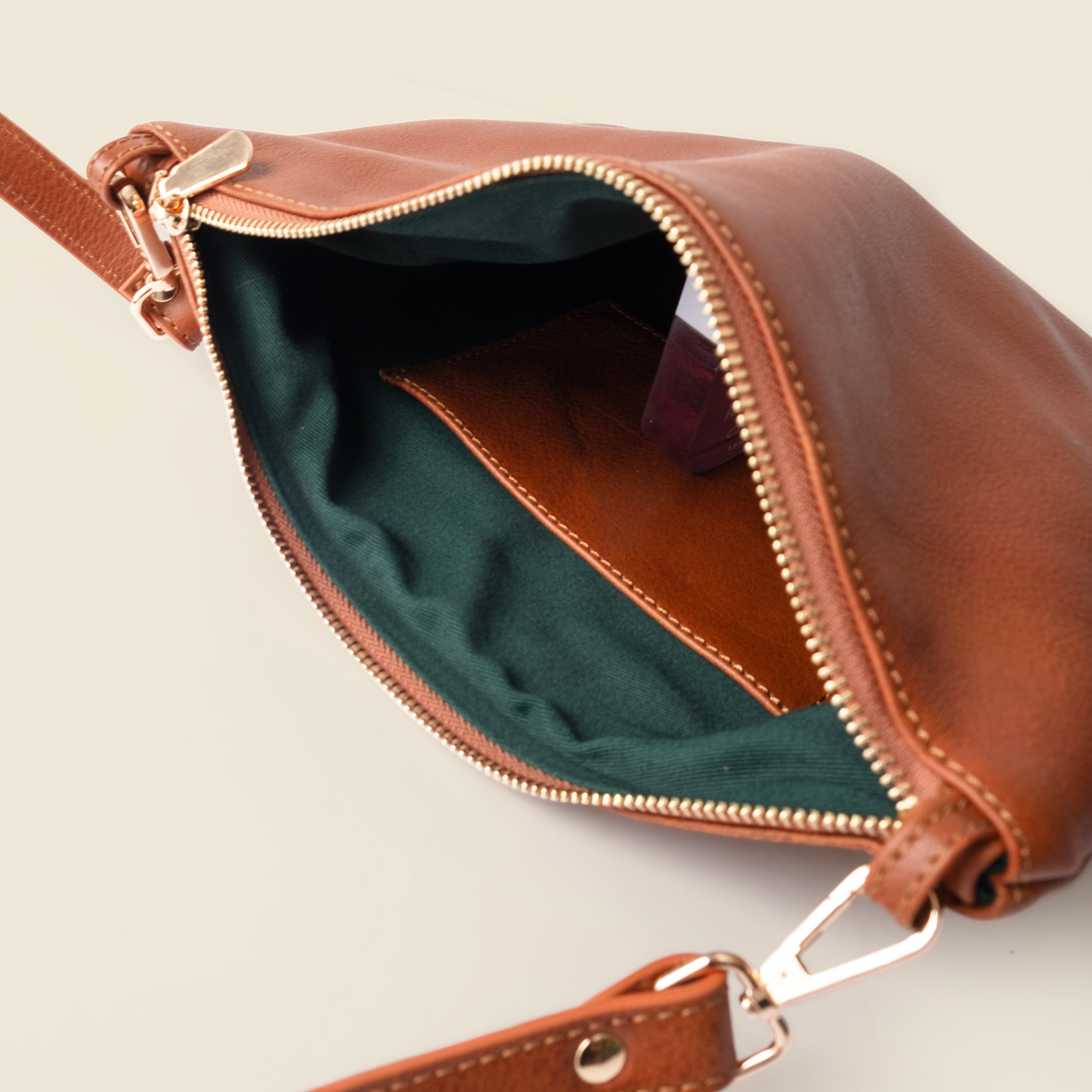 Leather Crossbody Bag - Tan