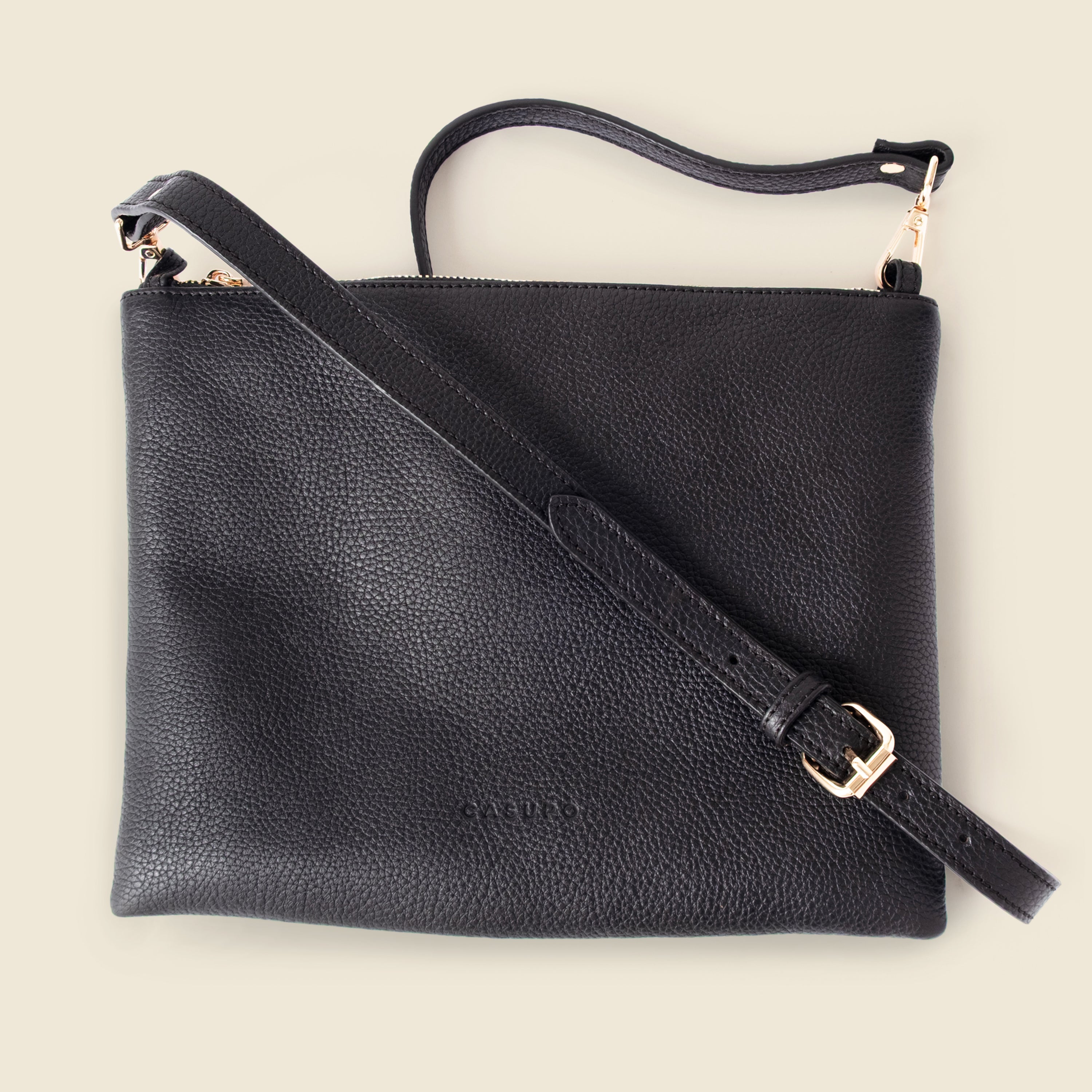 Leather Crossbody Bag - Black