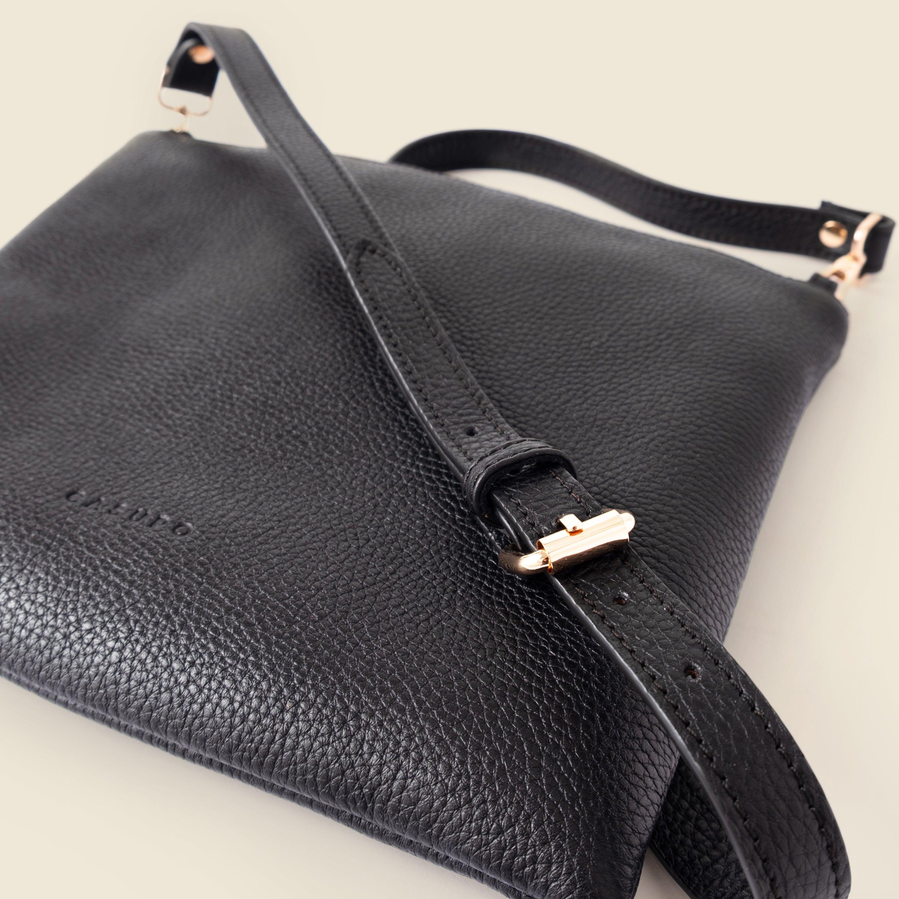 Leather Crossbody Bag - Black