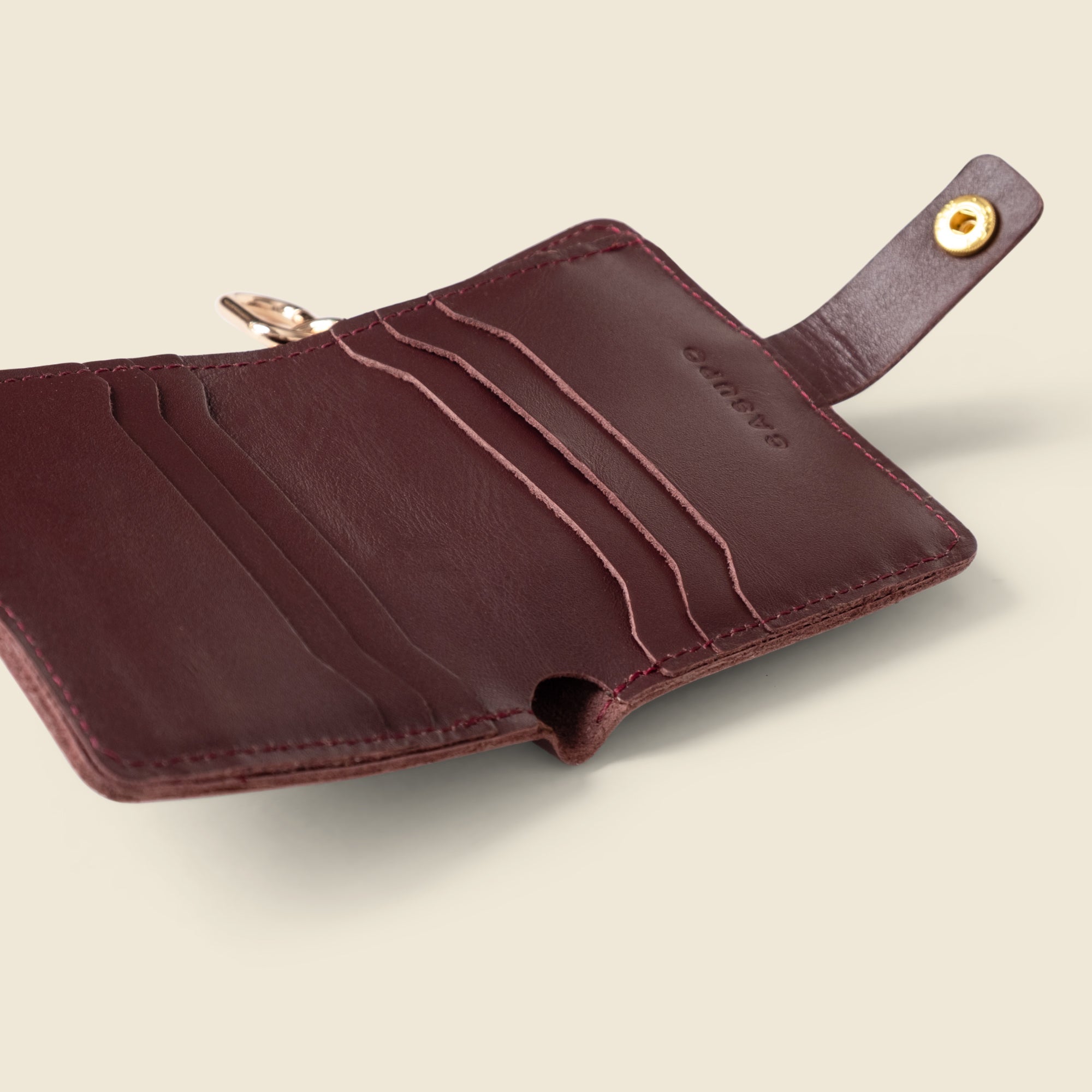 Wallet with Snap and Key Ring - Bugundy