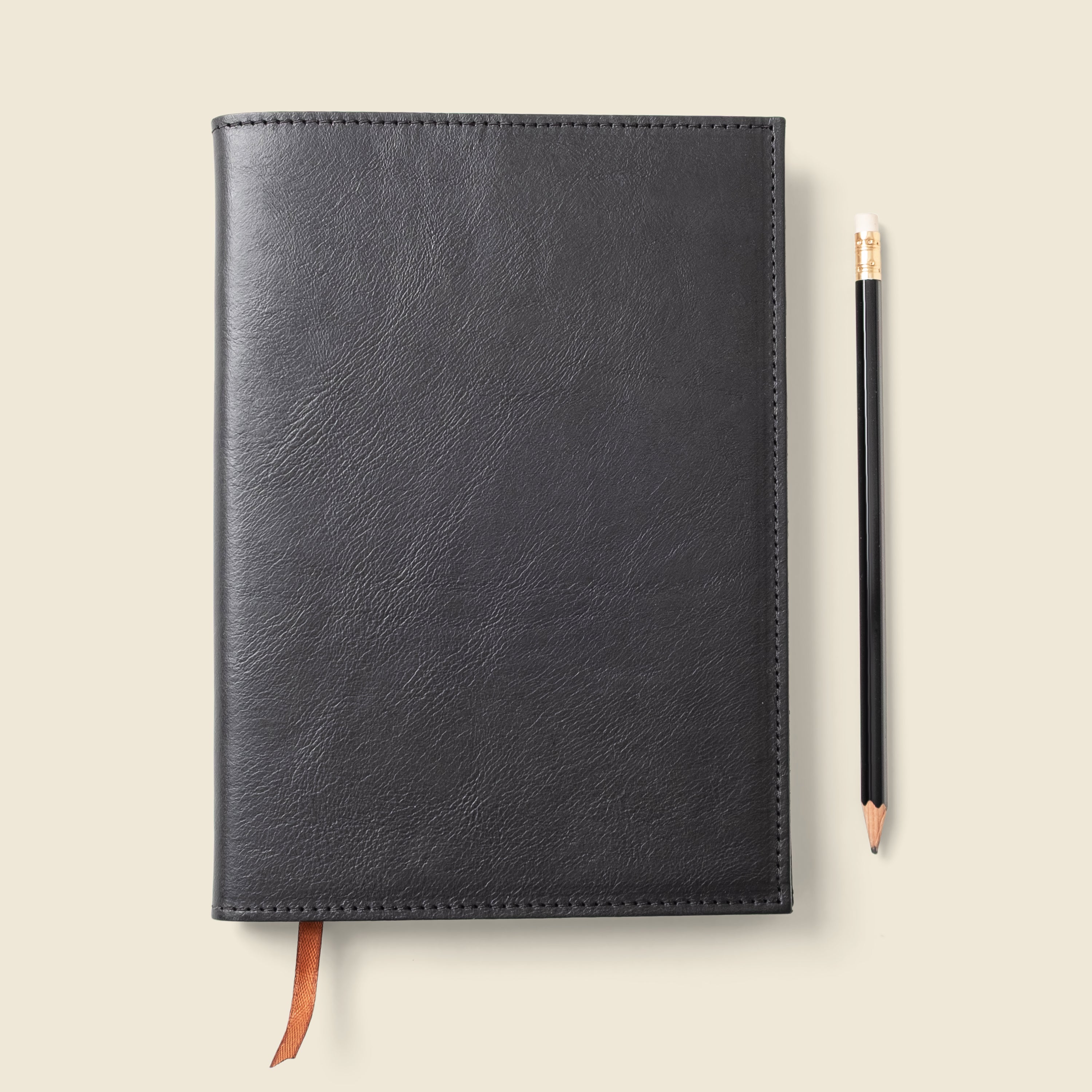 Refillable A5 Leather Notebook Cover – Black