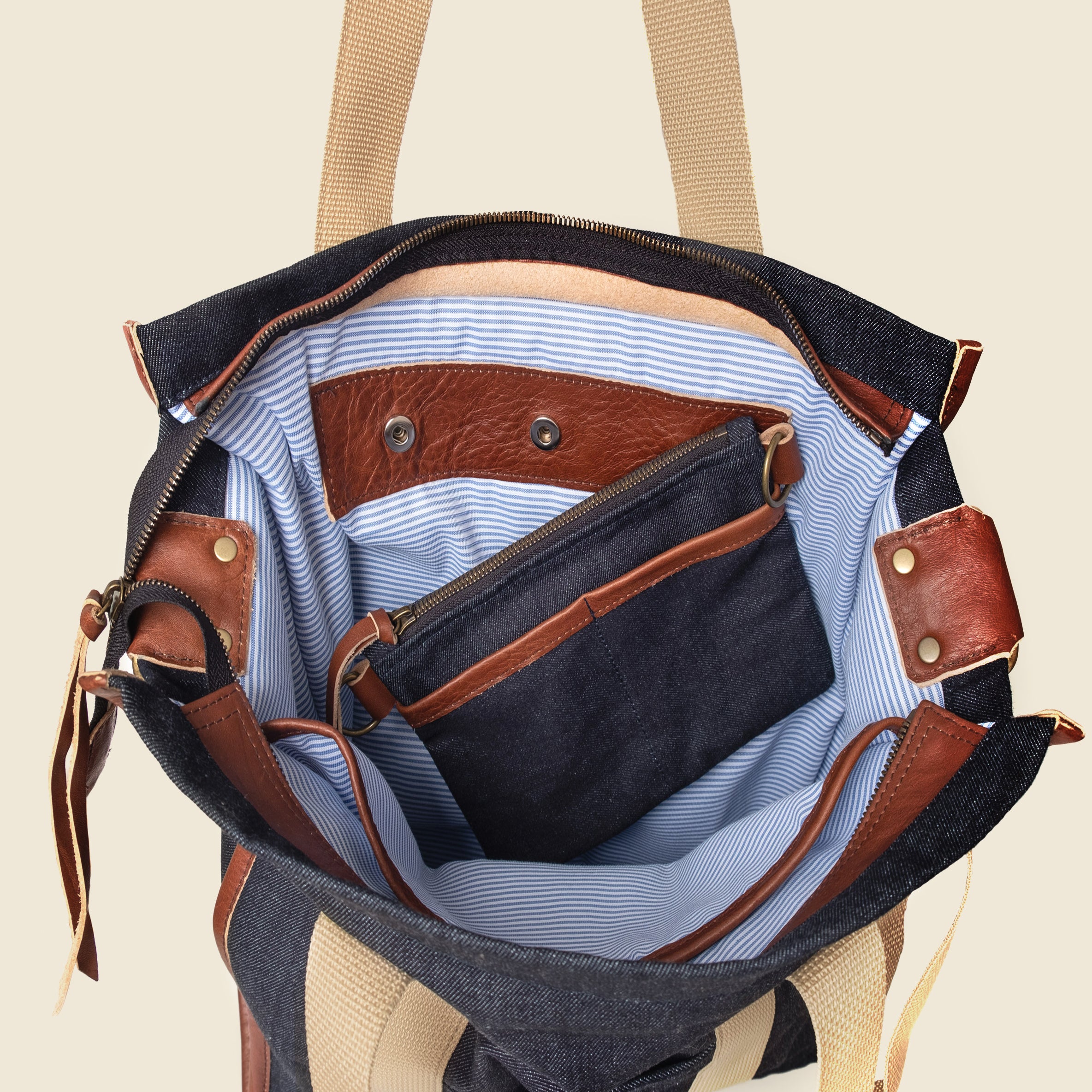 Tote bag with Small Crossbody bag - Denim