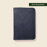 Navy leather wallet for men with RFID protection