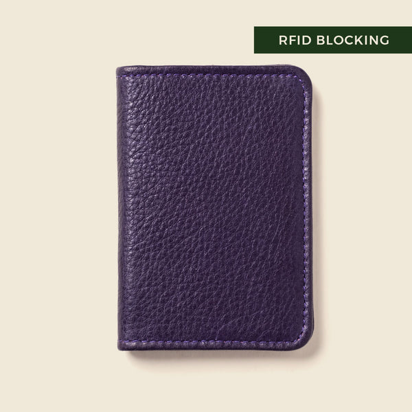 Purple leather wallet with RFID protection for women