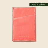 Small and thin pink leather cardholder for women with 3 pockets