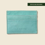 Small and thin pastel blue leather cardholder for women with 4 pockets