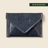 Dark jade leather envelope shaped wallet for men and women