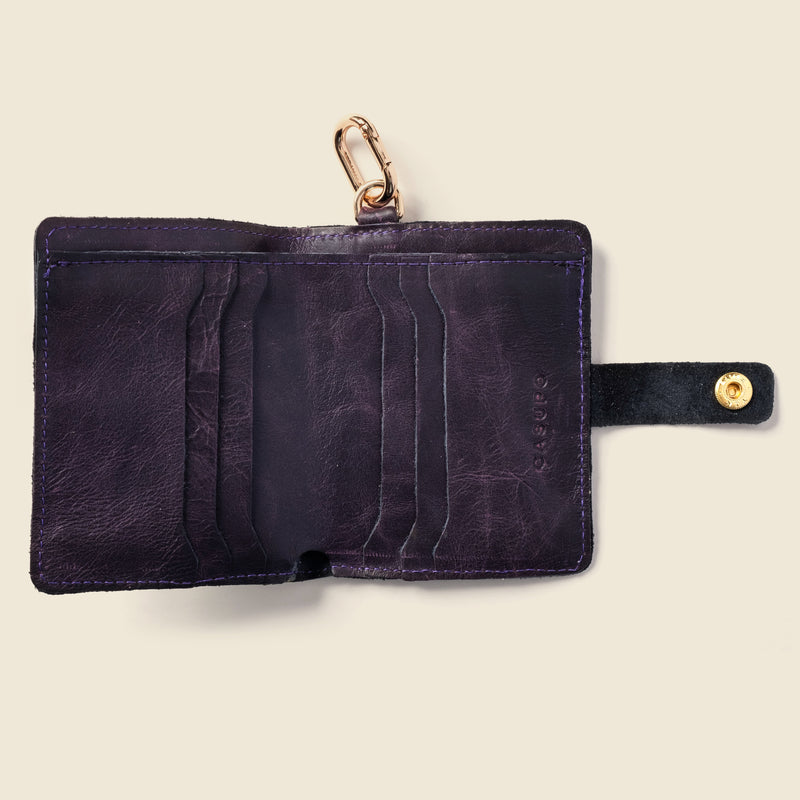 Wallet with Snap and Key Ring - Purple
