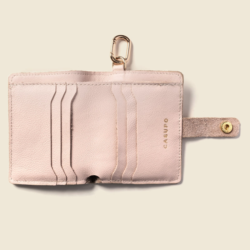 Wallet with Snap and Key Ring - Nude