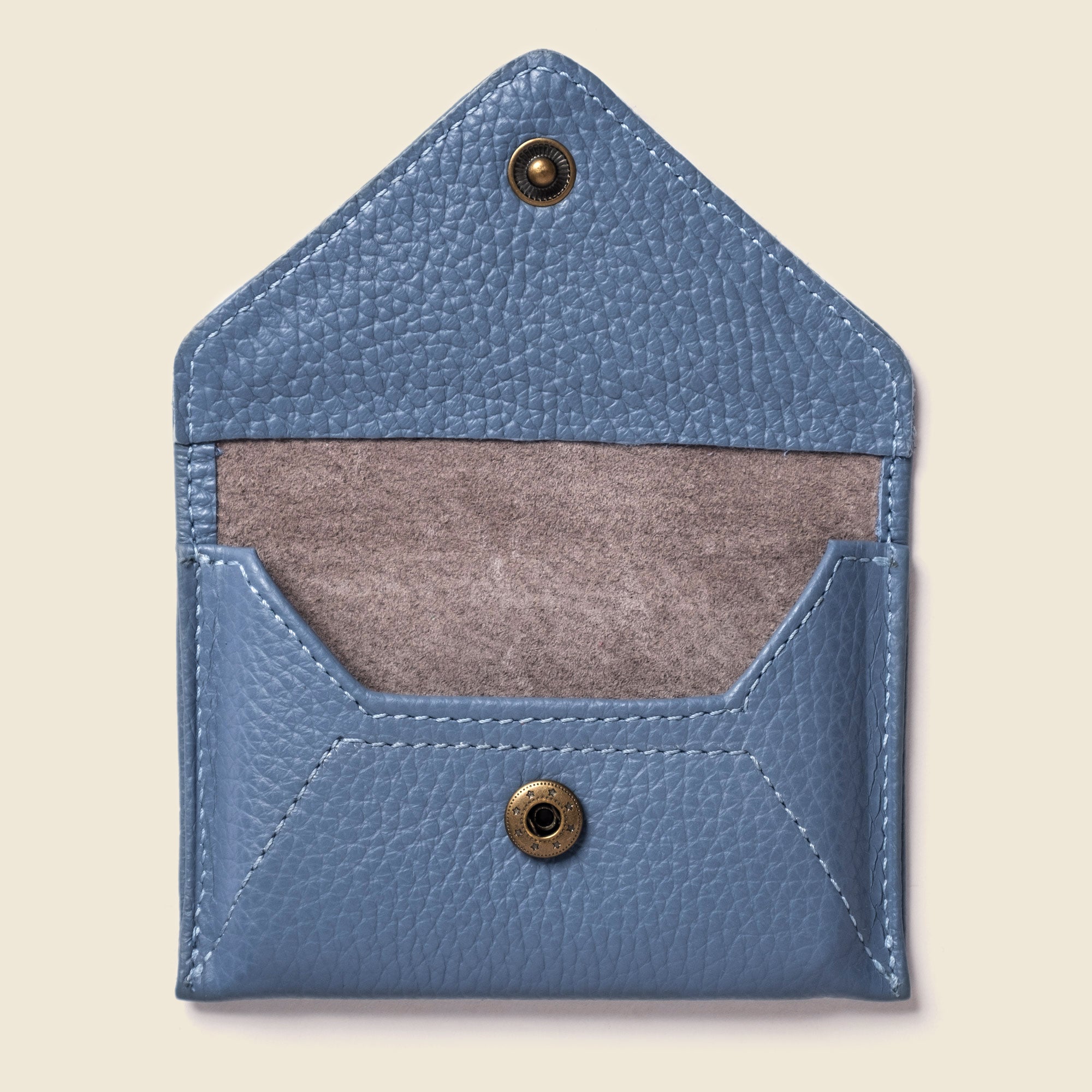 Light blue leather envelope wallet for women